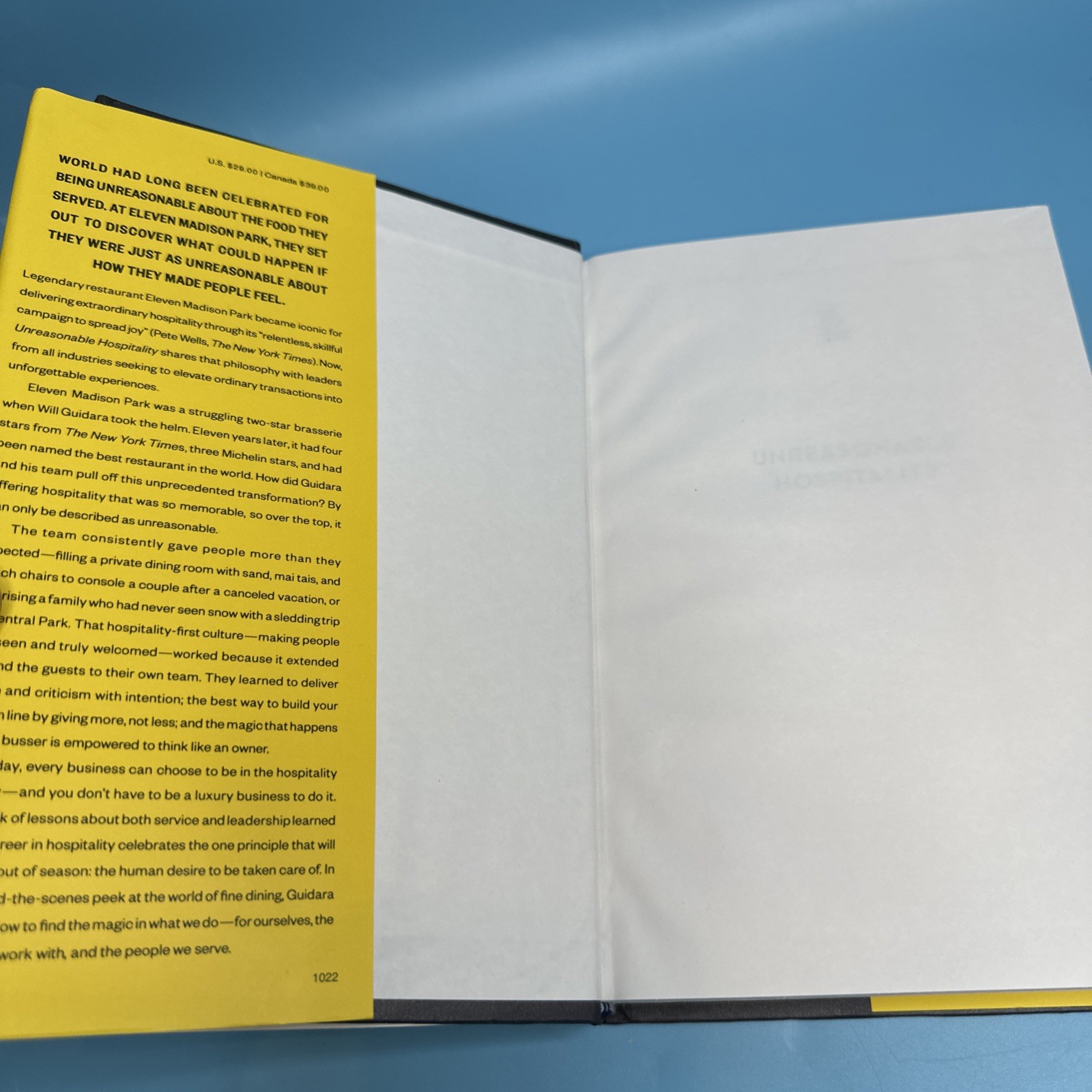 Unreasonable Hospitality By Will Guidara New Stock Free Shipping (HARDCOVER)