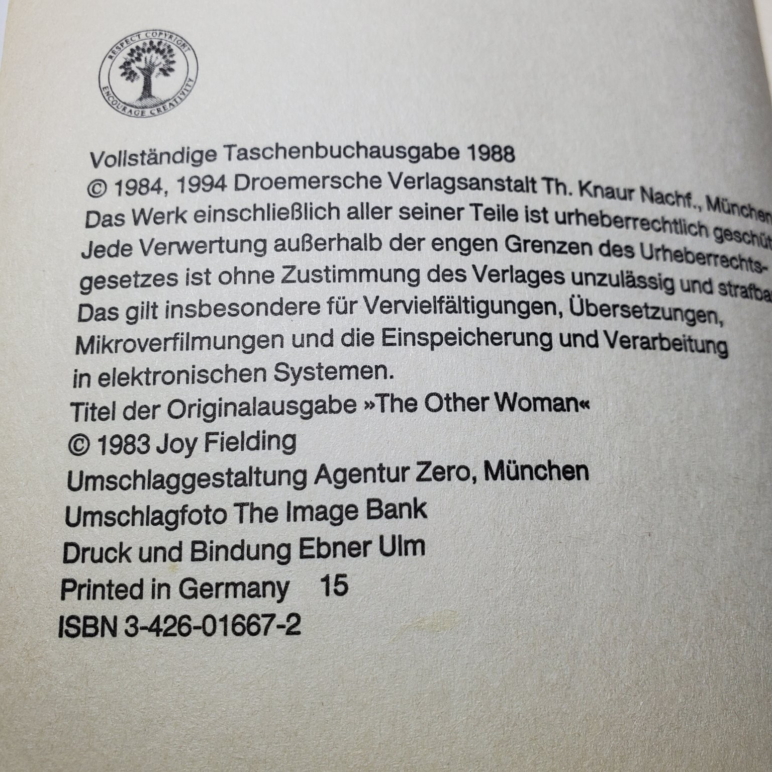 Ich will Ihren Mann Joy Fielding 1997 German Thriller Knauer Taschenbuch Novel