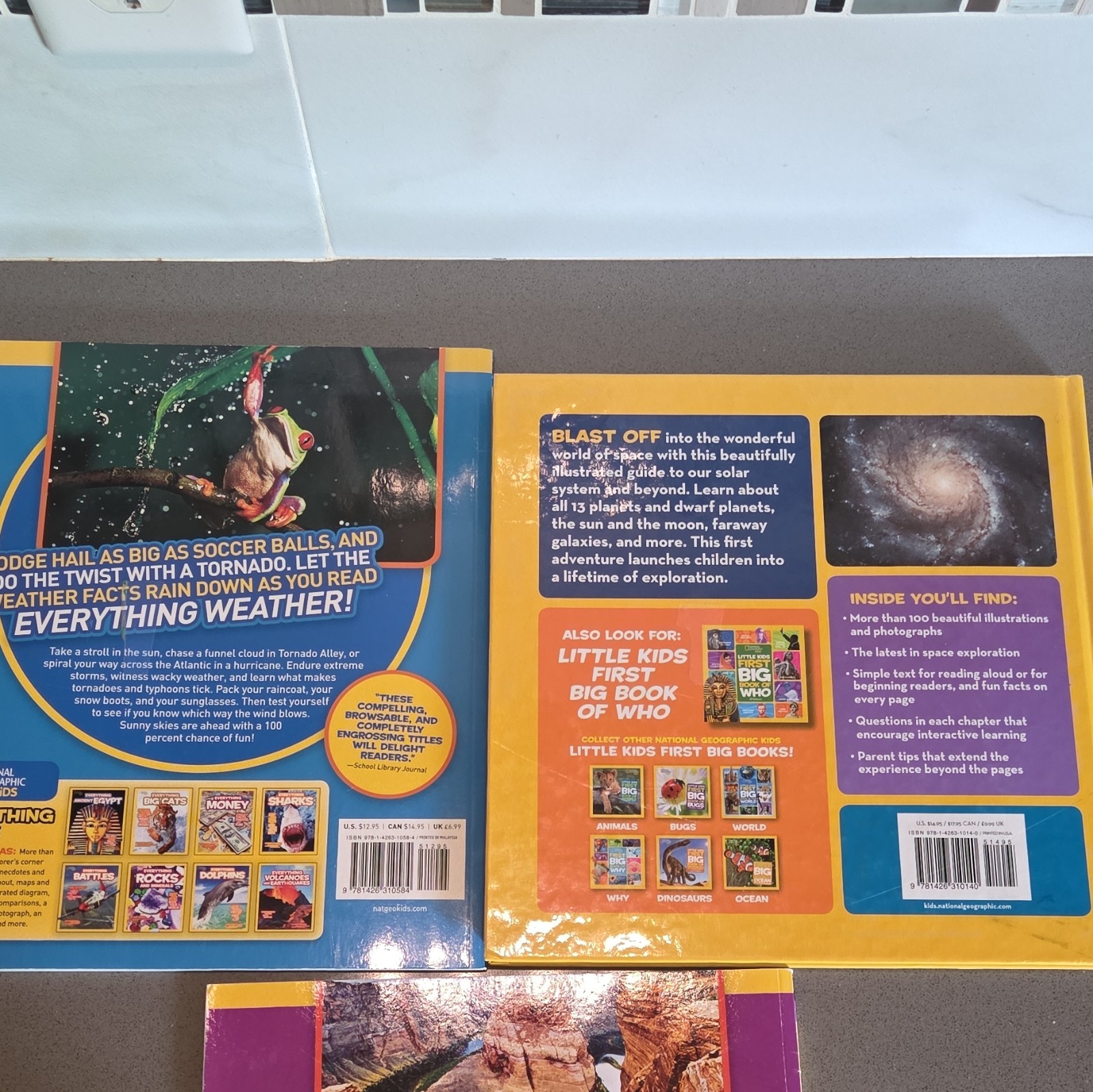 Set of 3 National Geographic Kids Everything Weather, Rocks and Space Books