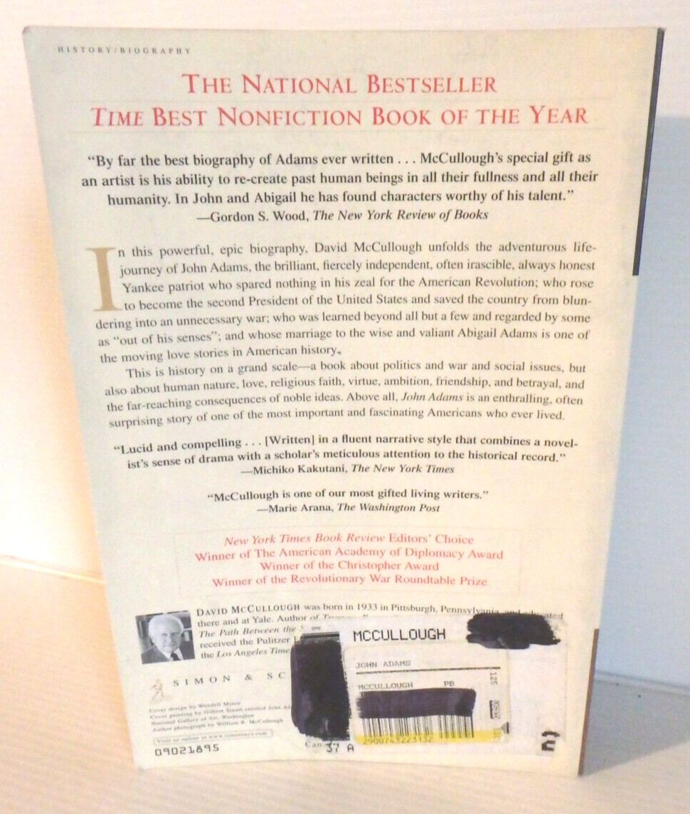 JOHN ADAMS – David Mccullough PB / Biography President American Revolution – VG+