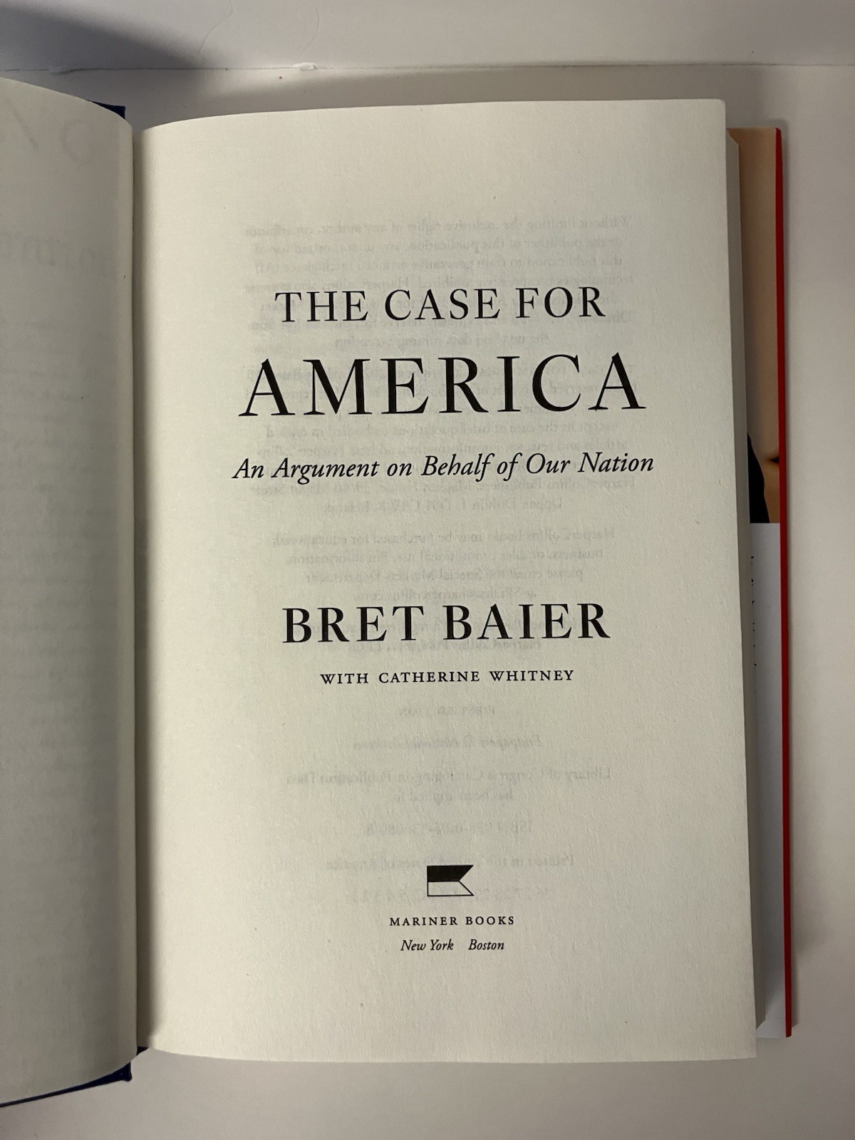 The Case for America An Argument on Behalf of Our Nation by Bret Baier 2026 HCDJ