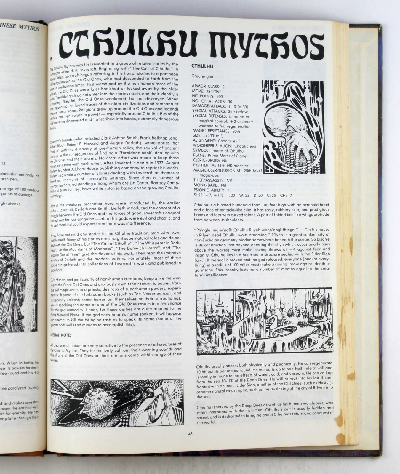 AD&D Cthulhu Deities & Demigods 2nd Printing Stained Ward ORIGINAL