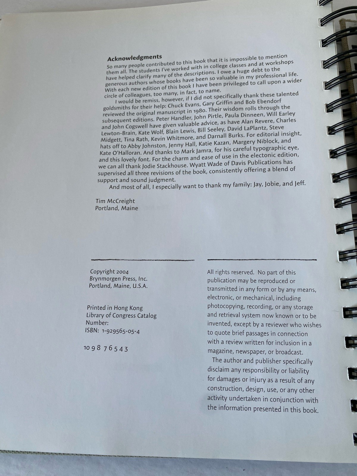 Complete Metalsmith Professional Edition Spiral Bound Tim McCreight 2004