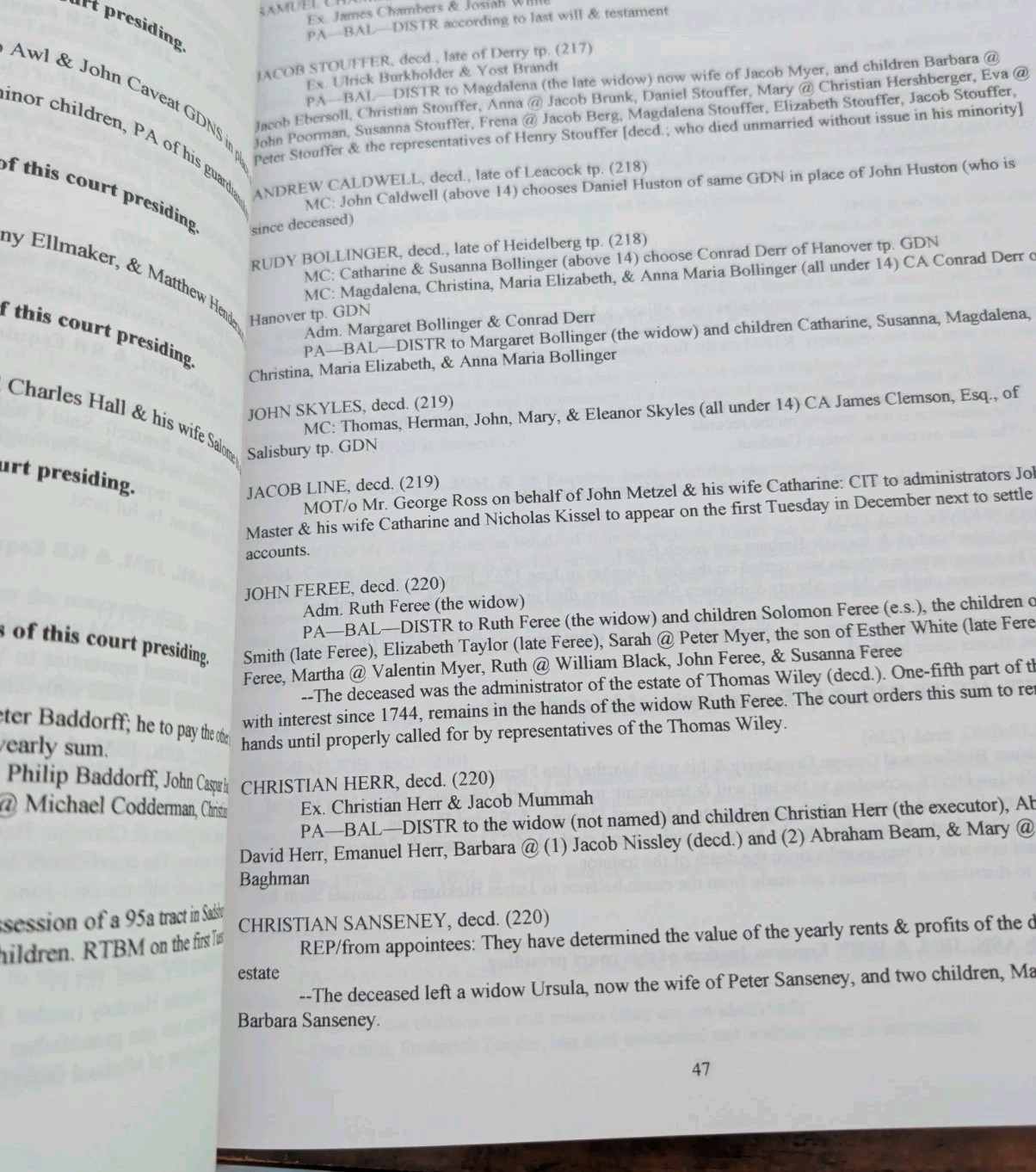 Abstracts Of Lancaster County PA Orphan Court Records 1768-1782 Edward N Wevodau