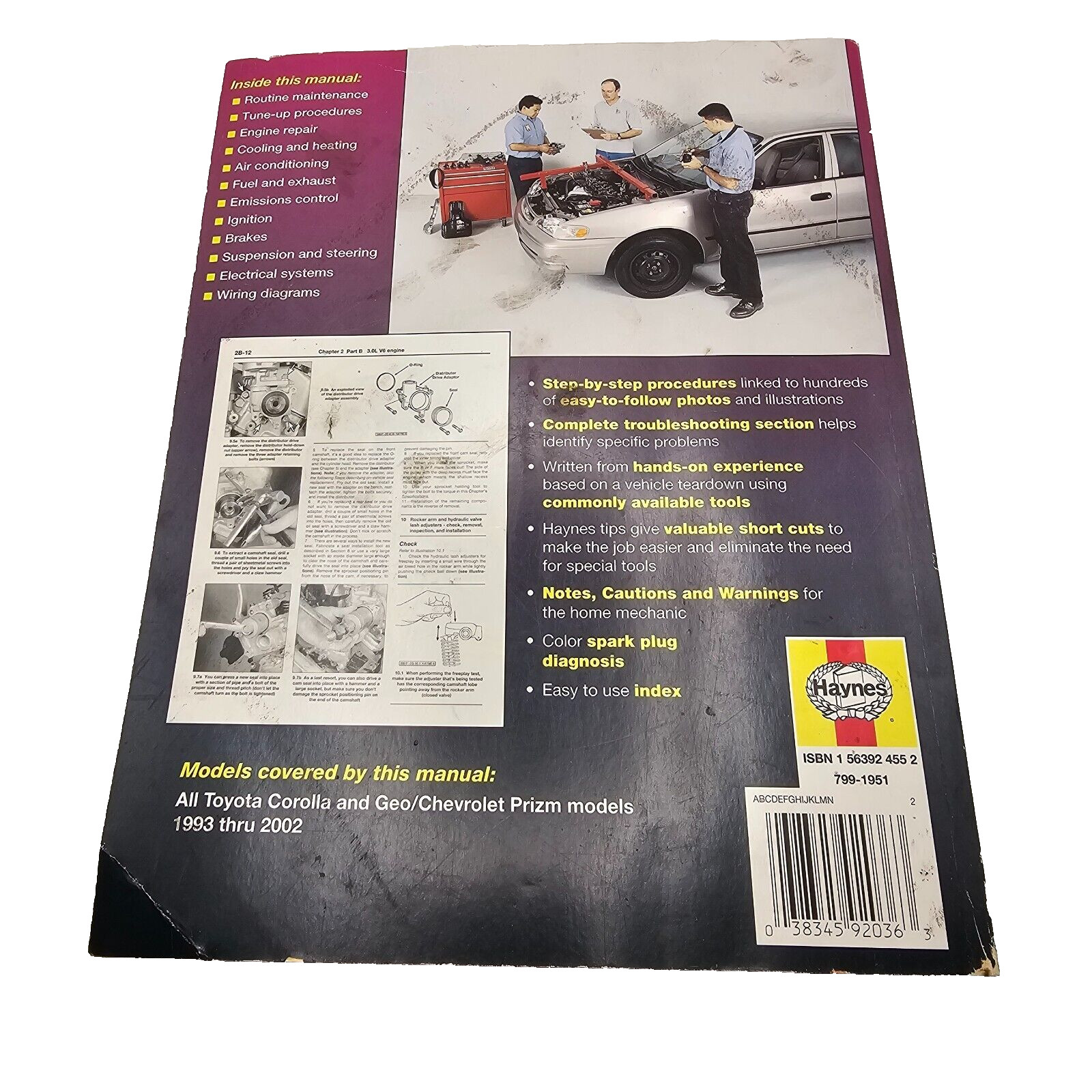 Haynes Repair Manual 92036 for Toyota Corolla Geo Chevrolet Prizm 1993-2002