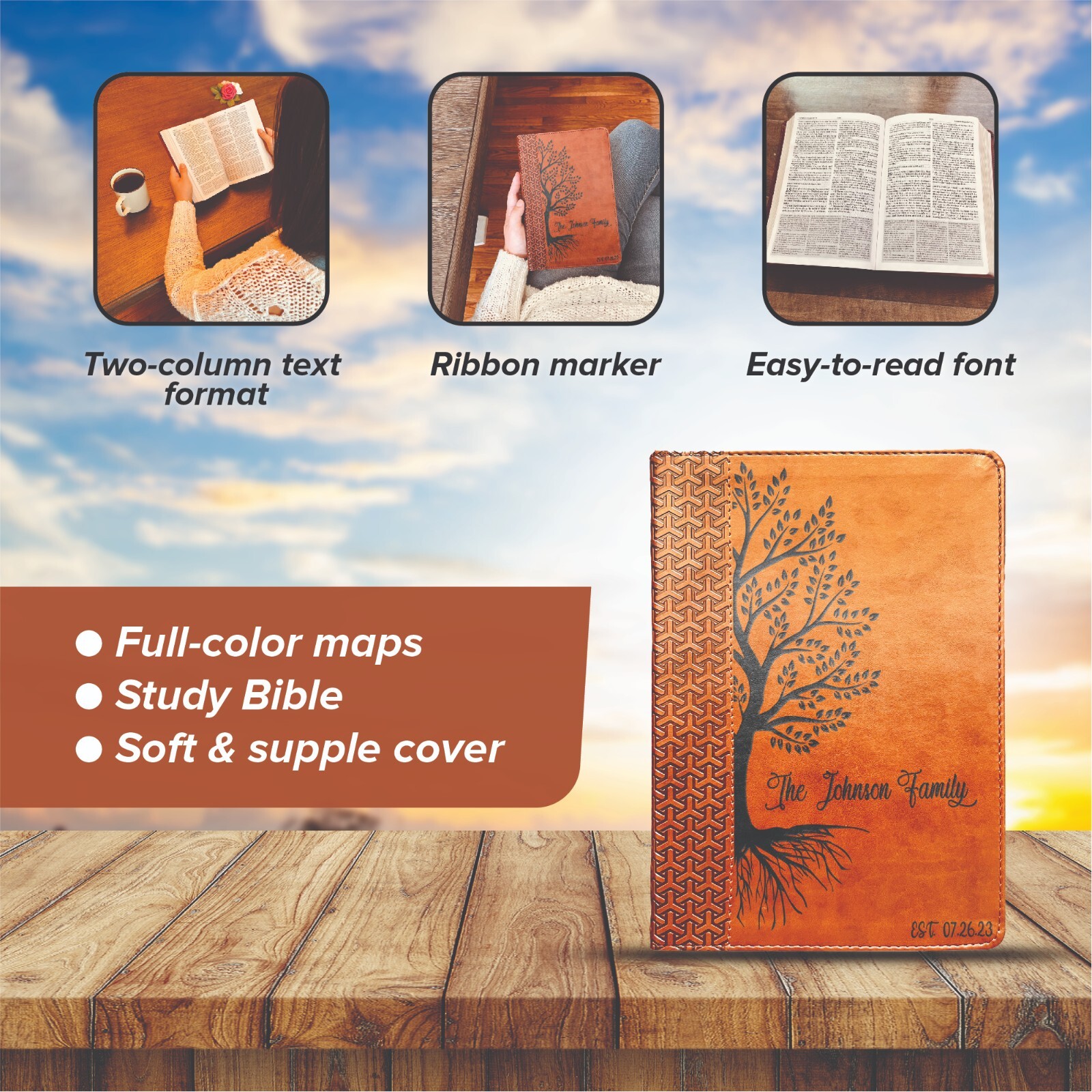 Personalized Family Bible, Custom KJV Family Tree Study Bible, Wedding Gift