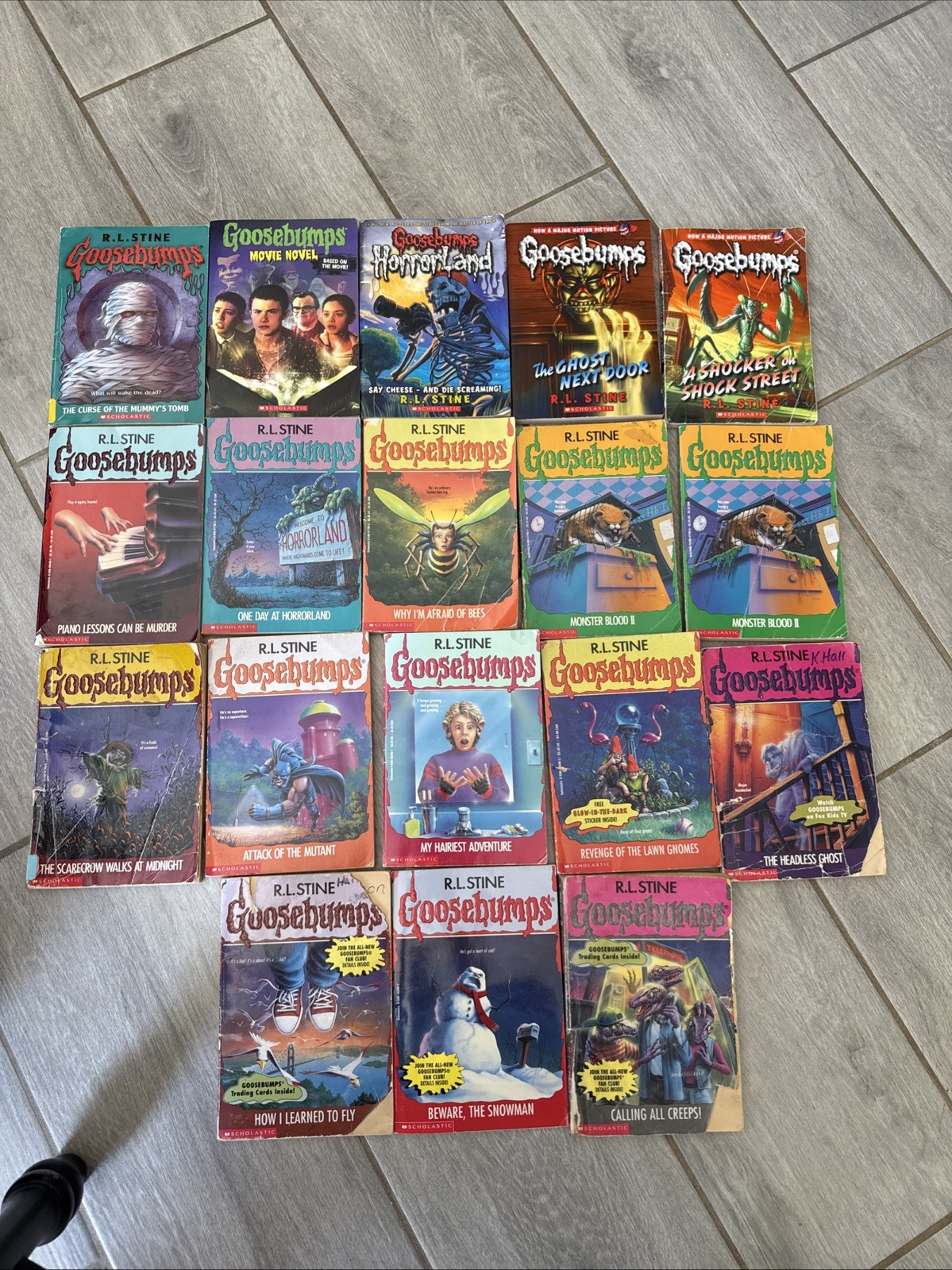 Goosebumps Books Lot Of 18 RL Stine & VHS Tape- see pics/g10