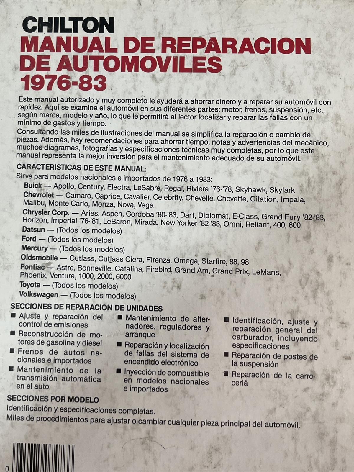 Chilton’s Spanish-Language Auto Repair Manual 1976-83 (Chilton’s Spanish-Langu..