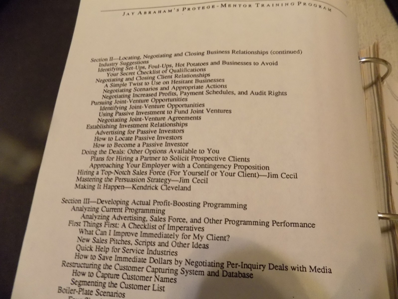 Jay Abraham’s Protege Mentor Training Program 350 Page Binder