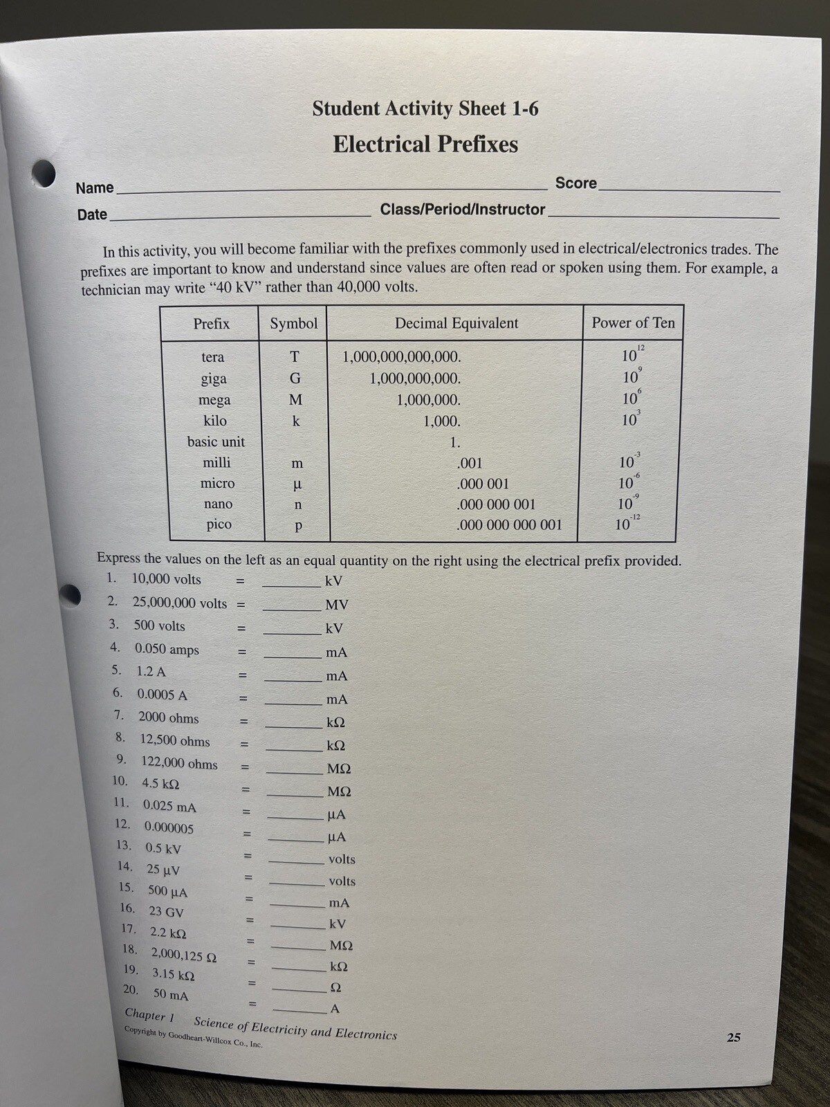 Study Guide with Laboratory Activities – Electricity & Electronic Workbook