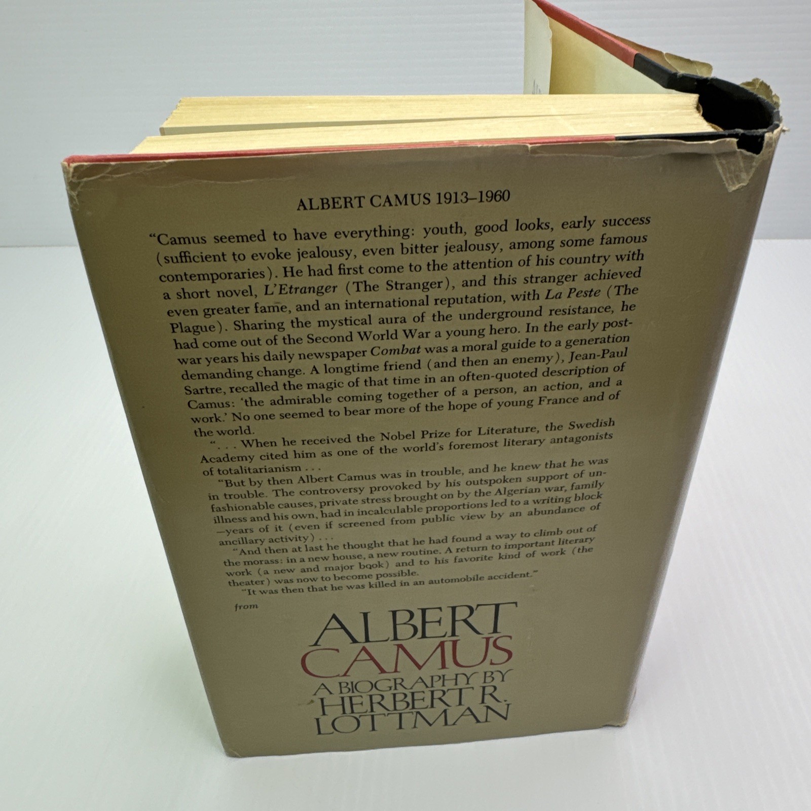 Albert Camus a Biography Herbert R. Lottman Hardcover 1979 Book Club Edition