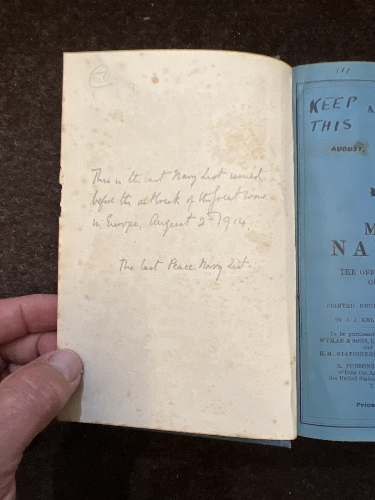 The Monthly Navy List August 1914 London United Kingdom British Royal Marines