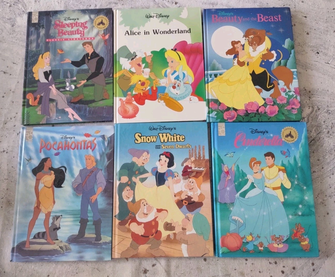Lot of 6 Disney Princess Large Hardcover Books Gallery Twin Mouse Works Classic