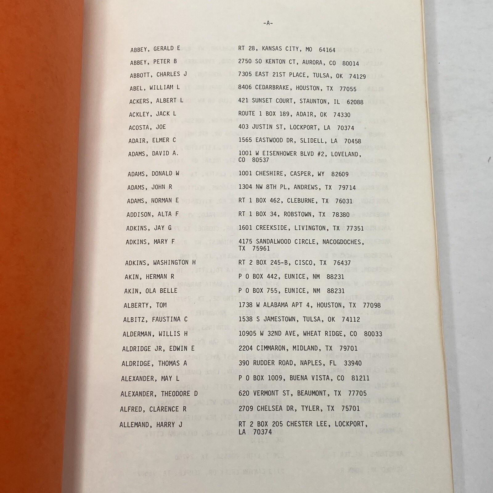 AMOCO Mailing Addresses of Retired Employees 1986 American Oil Company 104 pages