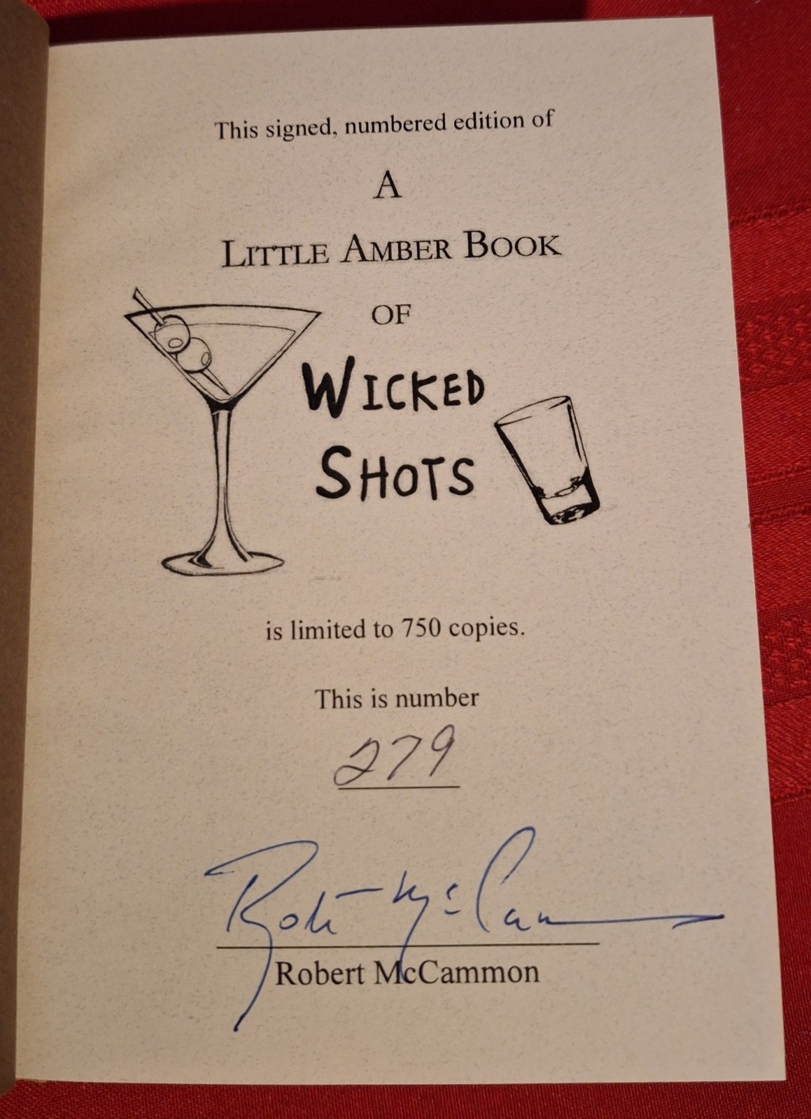 Robert McCammon A Little Amber Book of Wicked Shots Signed HC#279 Borderlands