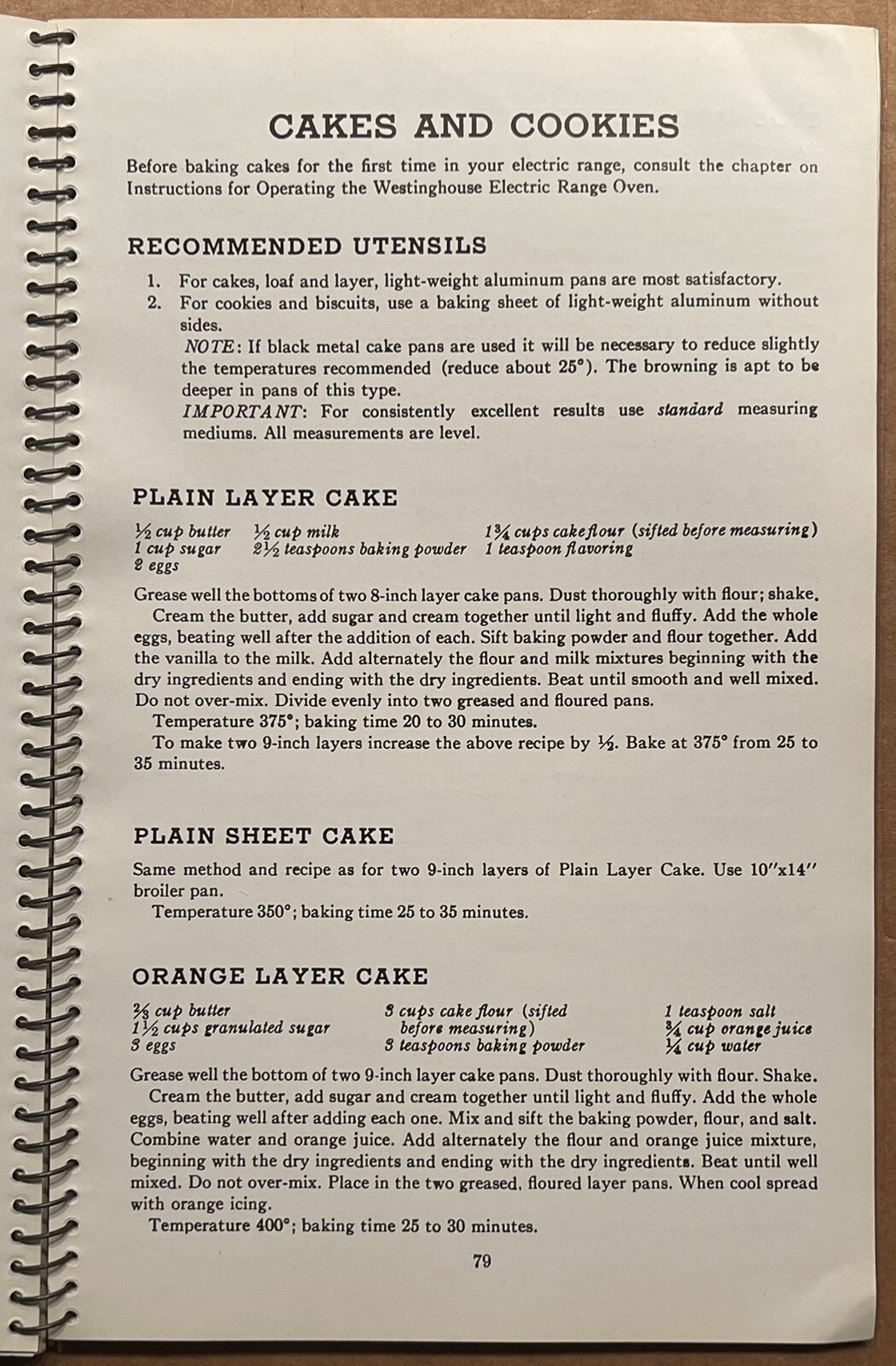 1930s 1940s WESTINGHOUSE ELECTRIC RANGE COOKBOOK and INSTRUCTIONS BOOK 124 PAGES
