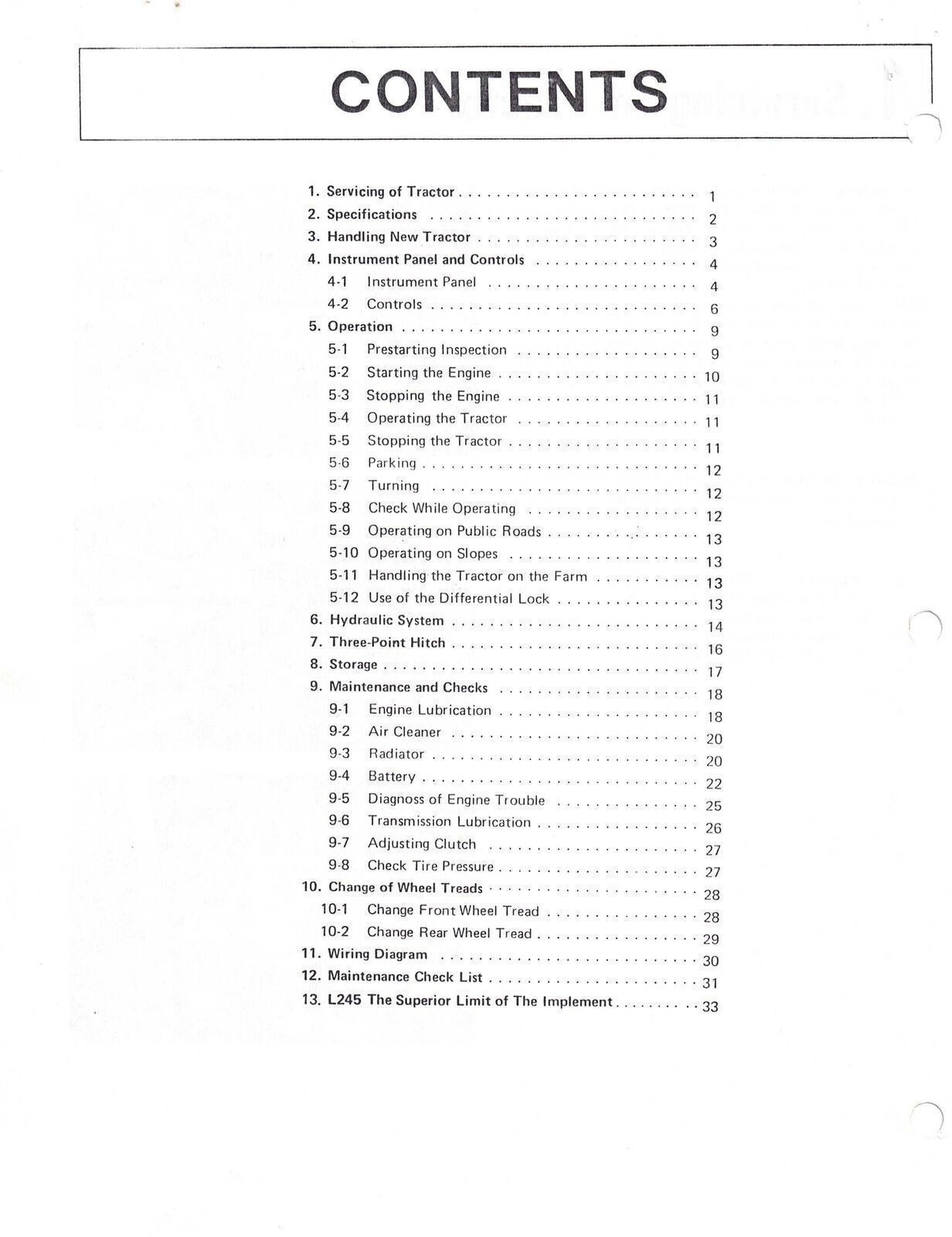 KUBOTA L245 L245DT TRACTOR OPERATORS MANUAL , METAL BOUND, TOUGH FRONT & BACK