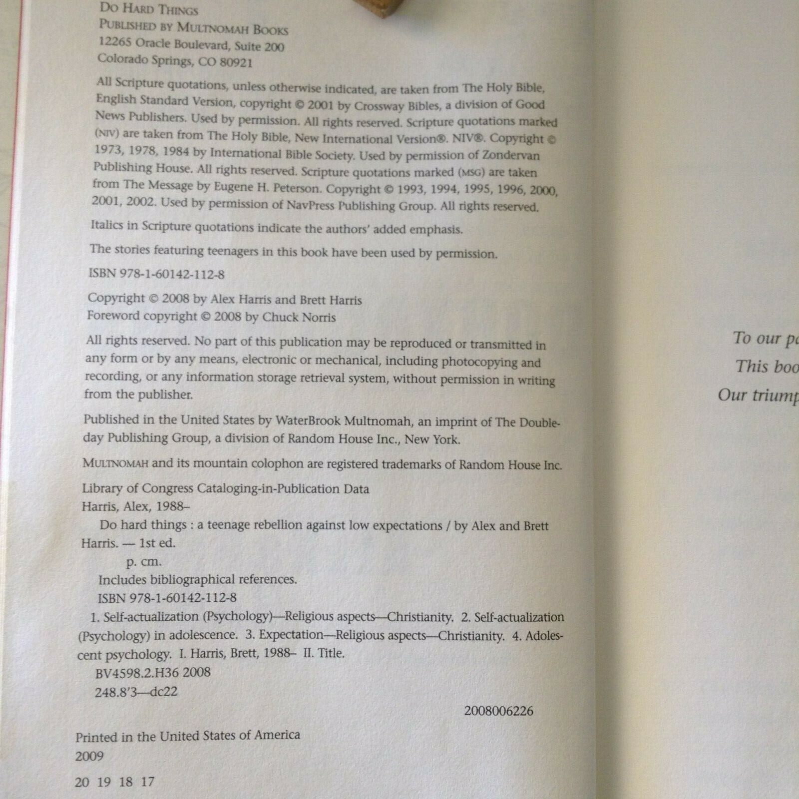 Do Hard Things : A Teenage Rebellion Against Low Expectations Brett Harris 2009