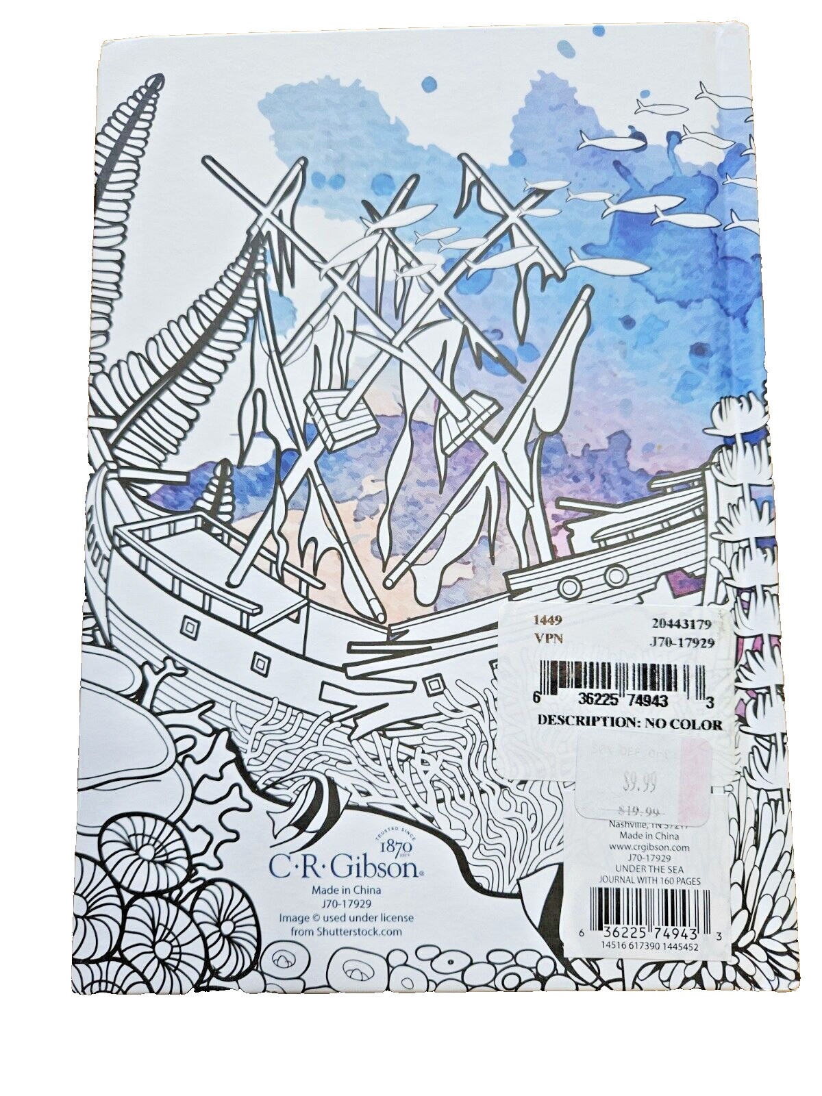 Color Me! Journal: Relax in The Ocean „Under The Sea“ 6″ X 81/2″ Tall 160 Pages
