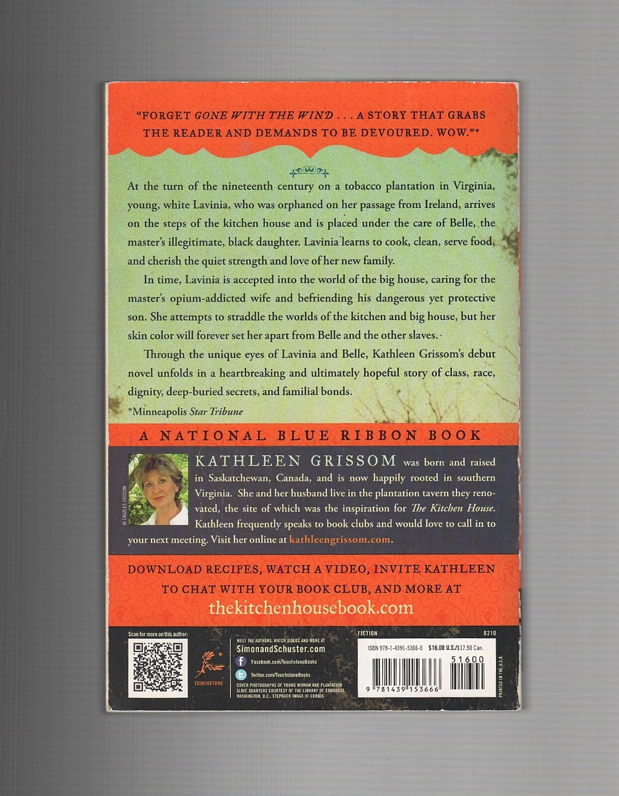 THE KITCHEN HOUSE: A NOVEL by Kathleen Grissom (2010 Trade Paperback)