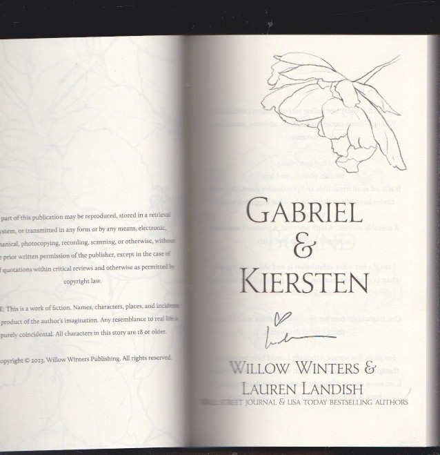 Gabriel & Kirsten: A Novel by Willow Winters & Lauren Landish SIGNED COPY LN