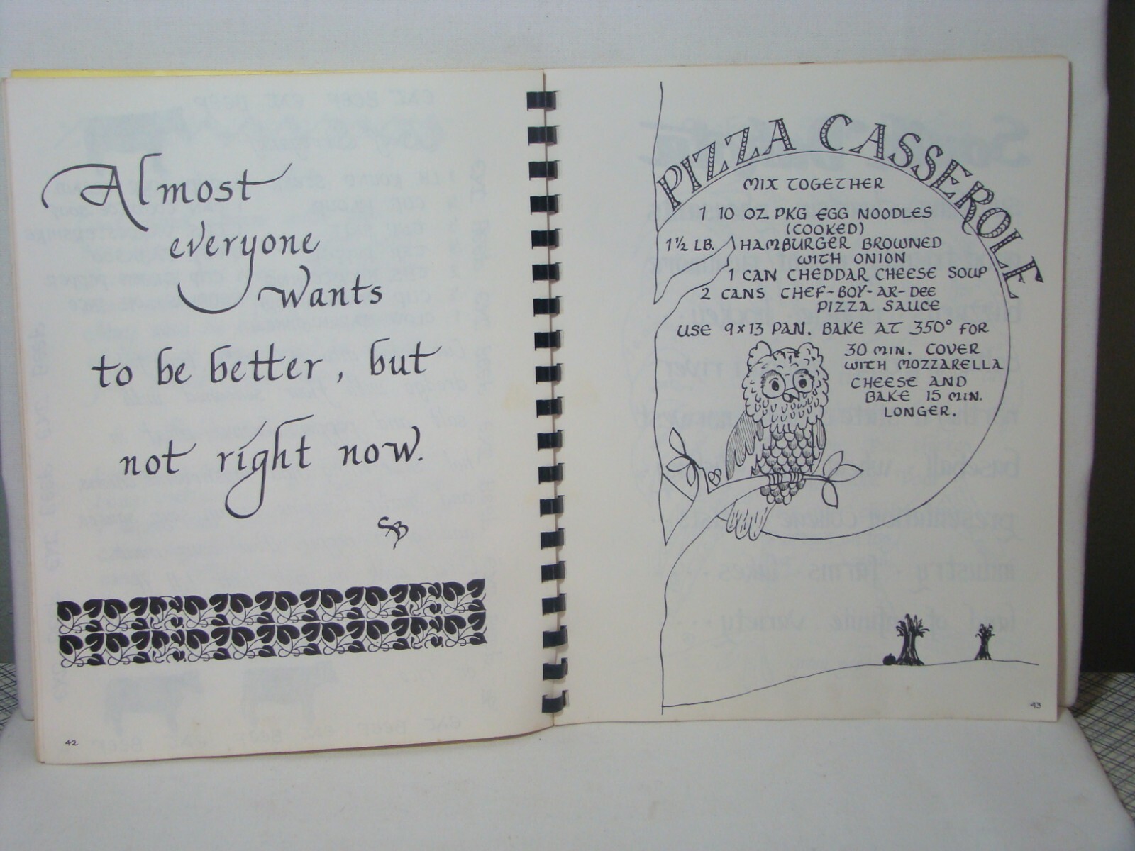 Cooking With Calligraphy Cookbook Hoven Aberdeen S.D. 1983 72 Pages Calligraphy