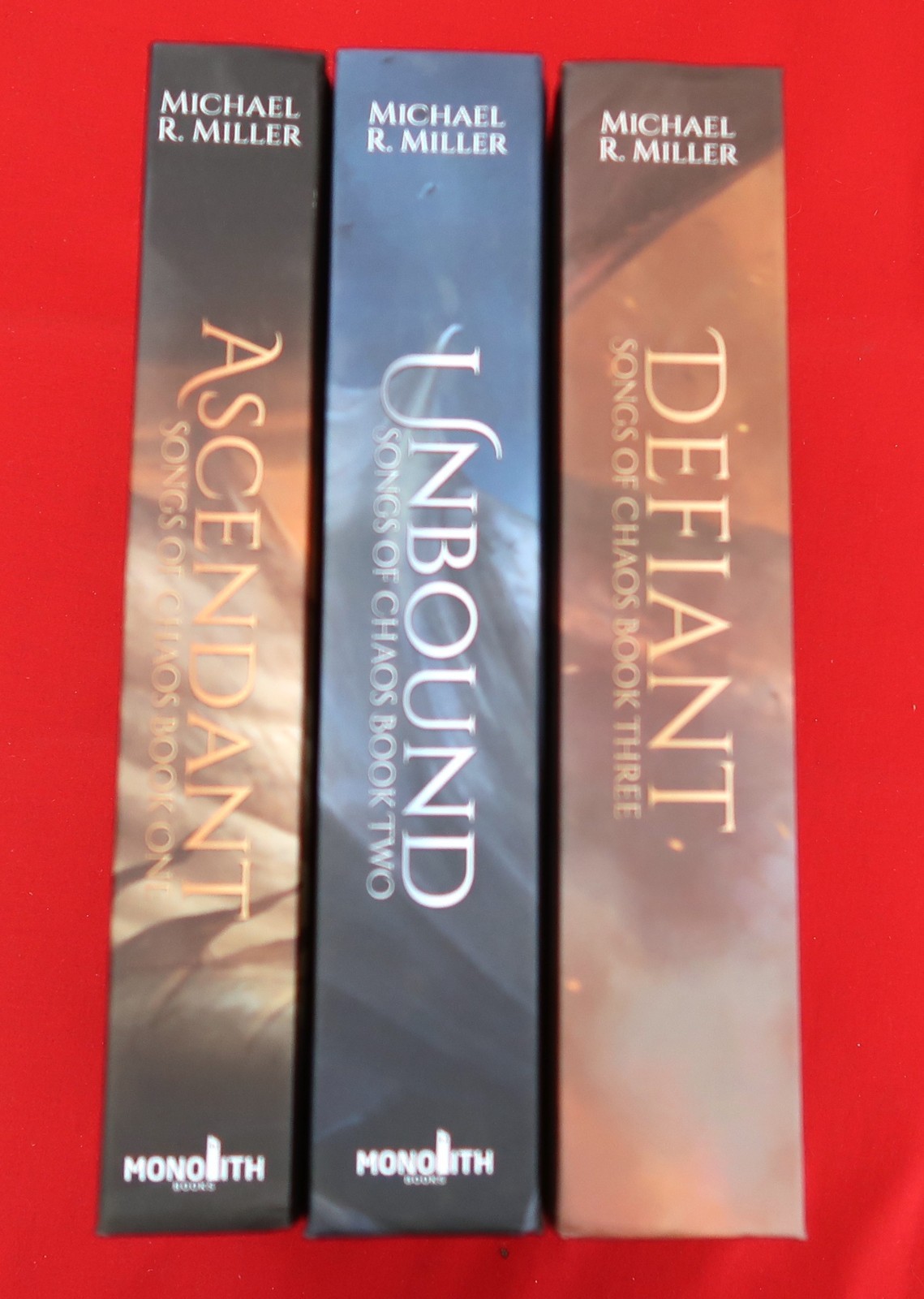 SIGNED Michael R. Miller Songs Of Chaos Trilogy HC Book Set Ascendant Unbound