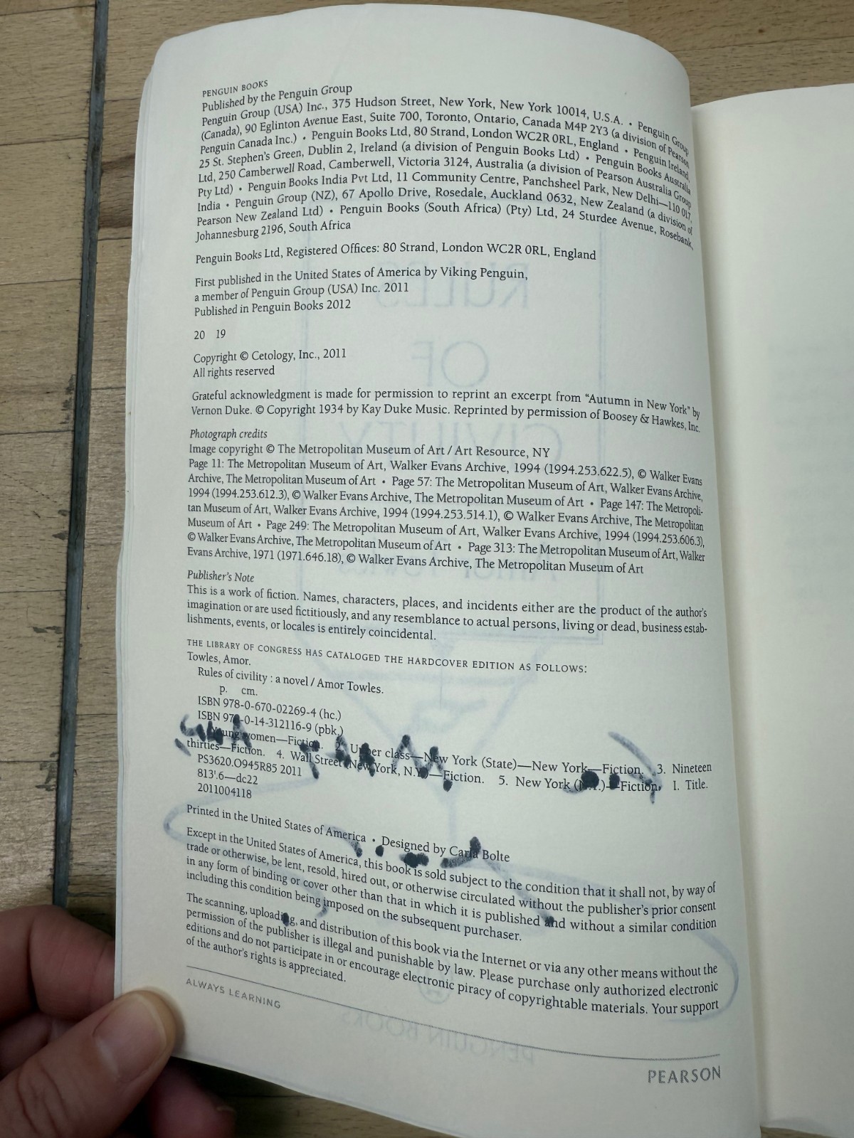 Signed! Rules of Civility : A Novel by Amor Towles