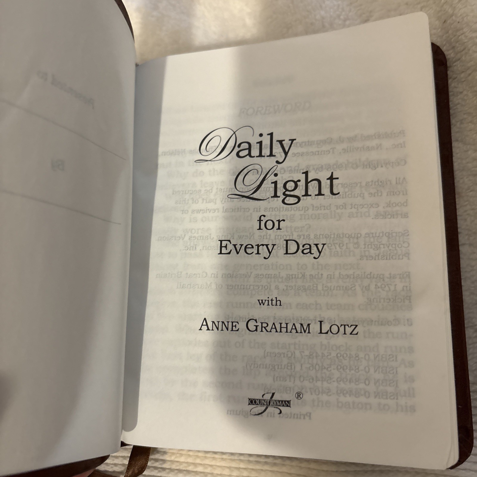 Daily Light For Every Day NKJ, Tan Leather Anne Graham Lotz 1998 Thomas Nelson