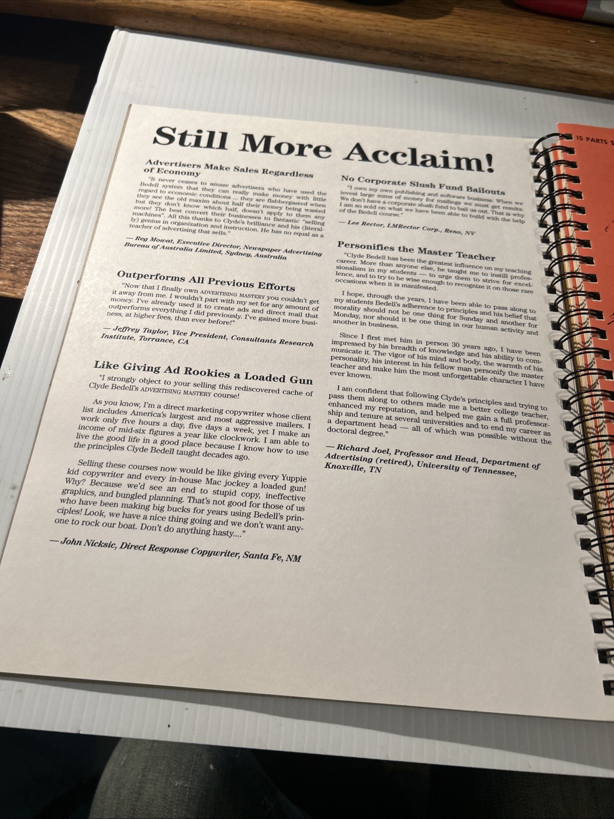 ADVERTISING MASTERY by Clyde Bedell – C. 1996 Lrg. Format – Spiral Bound RARE!!!