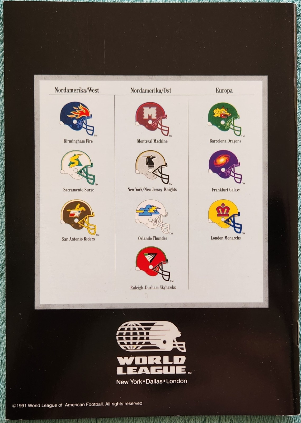 1991 World League Of American Football Guidebook 48 Pages – Written In German