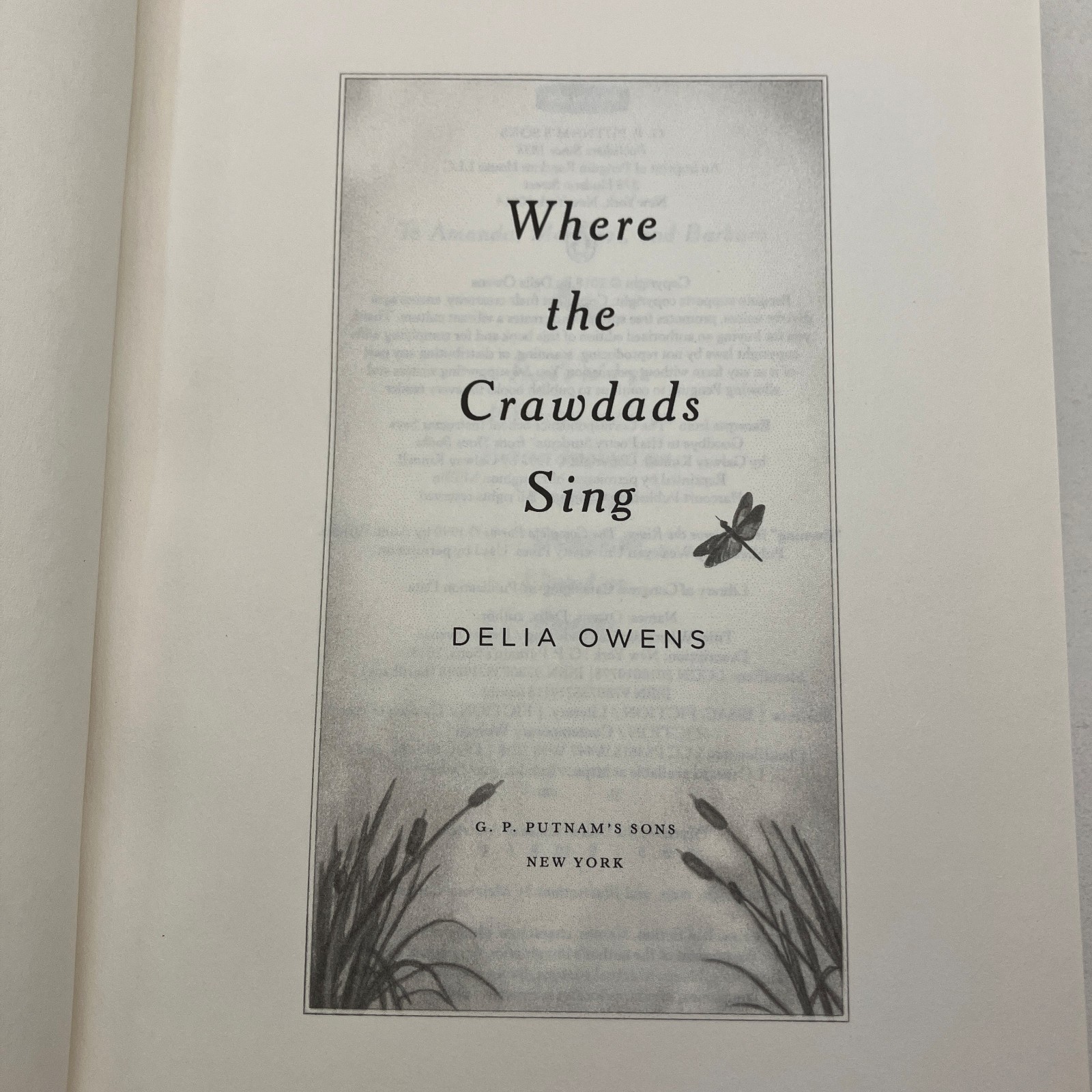 Where The Crawdads Sing Delia Owens First Edition 3rd Printing 2018 Putnam HCDJ