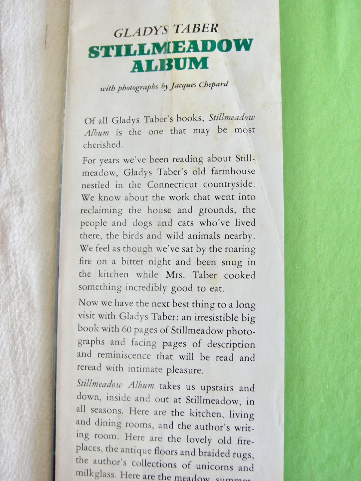 Stillmeadow Album by Gladys Taber – 1969 -2nd Printing – HCDJ – Ex-Lib