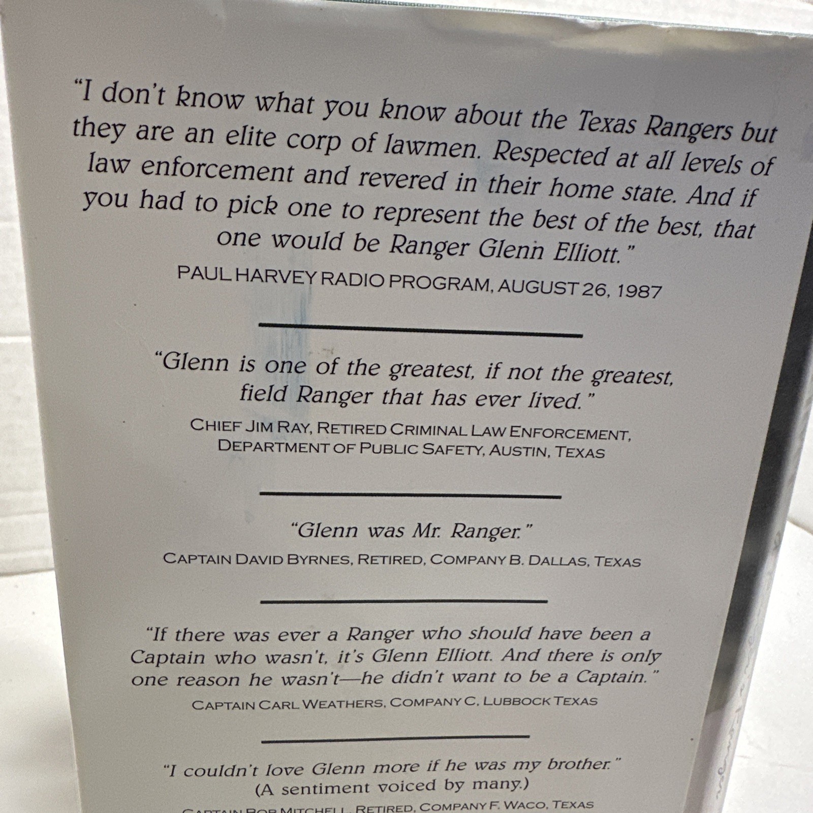 Glenn Elliott: A Ranger’s Ranger by Glenn Elliott Hardcover Dust Jacket Signed