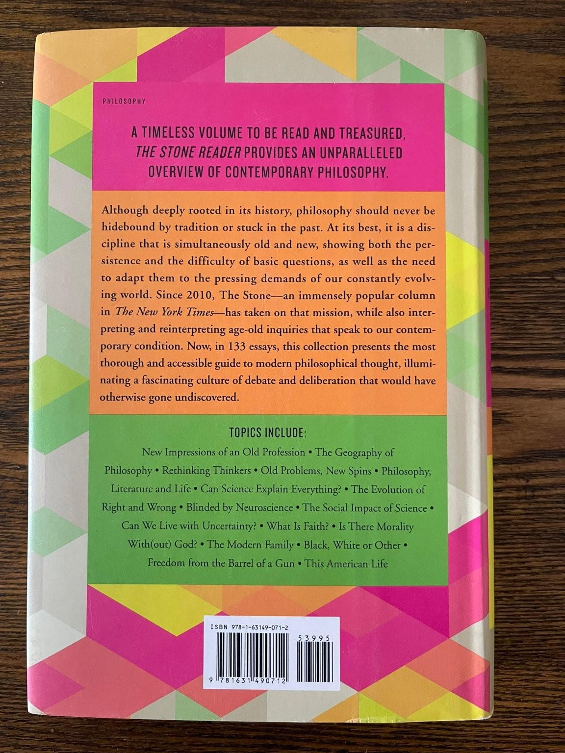 The Stone Reader by Catapano Critchley 2015 Modern Philosophy Hardcover:VG