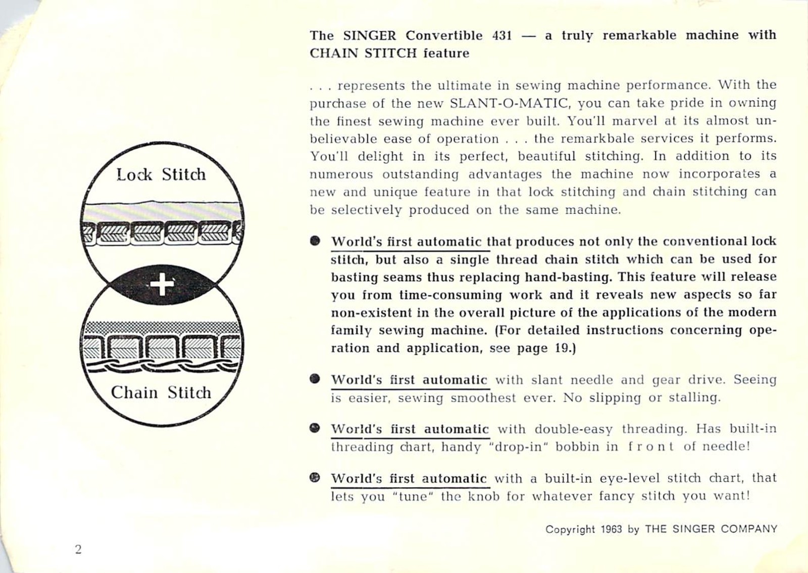 SINGER 431 Convertible Slant-O-Matic Instruction Manual – WIRE BOUND – COVERS