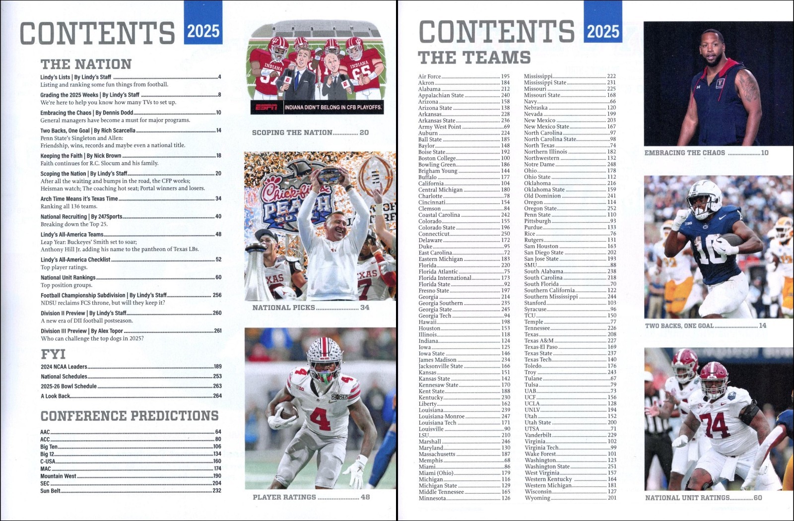 Lindy’s Sports College Football National 2025 Preview – New Book! 264 Pages!