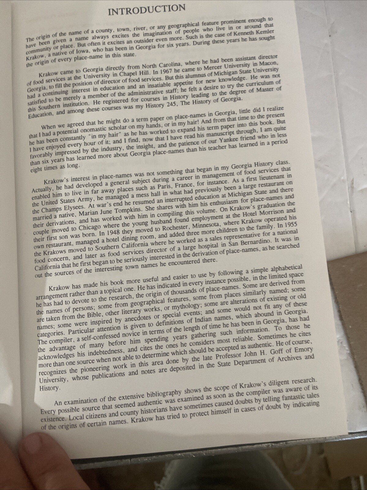 Georgia Places-Names Krakow, Kenneth 1994 Hardcover Edition Georgia Interest