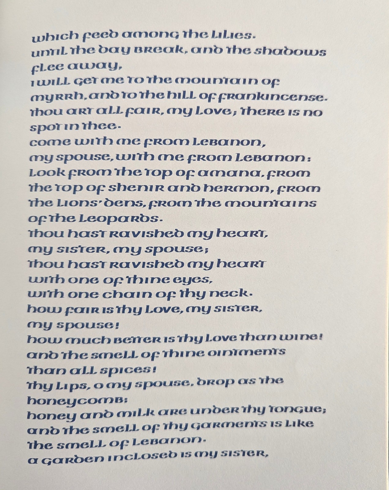 The Song of Songs Which is Solomon’s illustrated by Katie Thamer, calligraphy