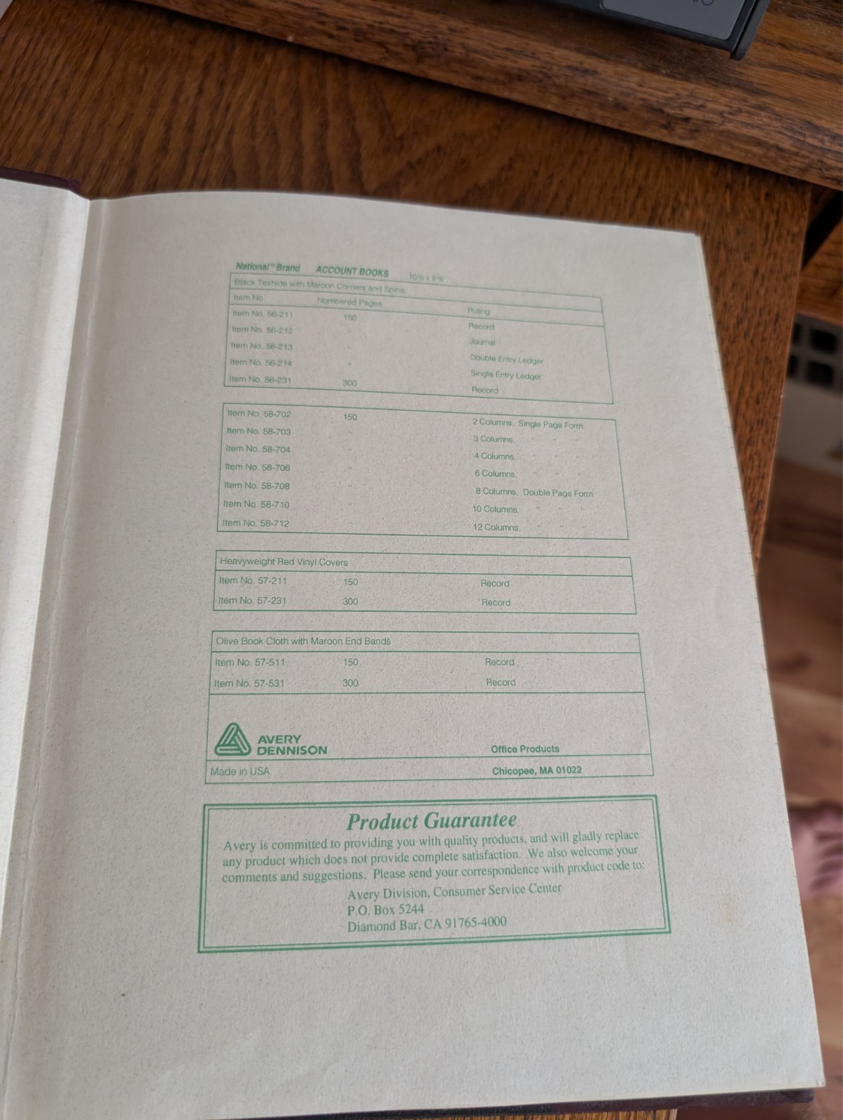 Avery Account Record Book 56-231 Hardcover 1st 6 Pages are torn out