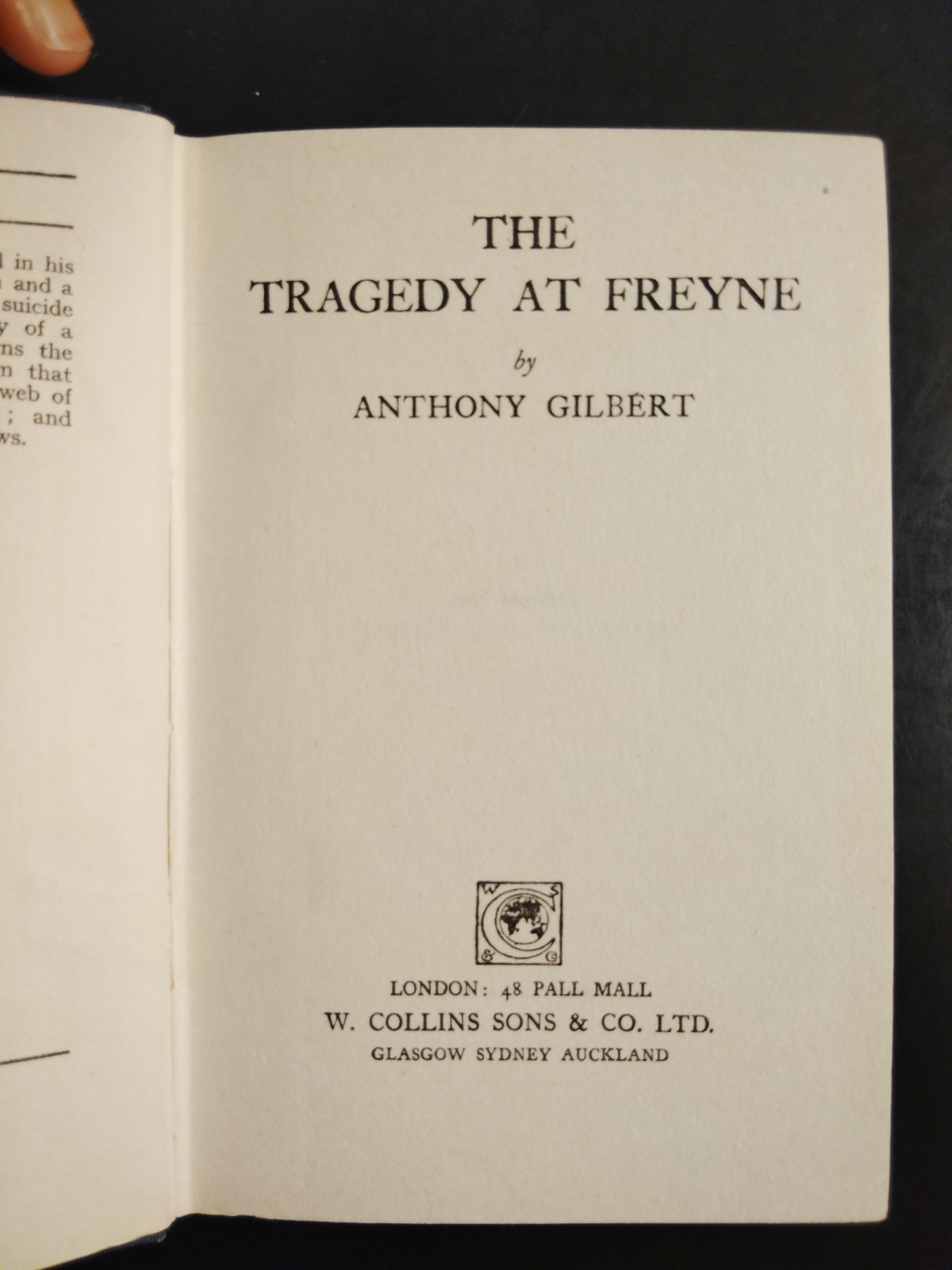 The Tragedy at Freyne by Anthony Gilbert 1927 HC First UK Edition
