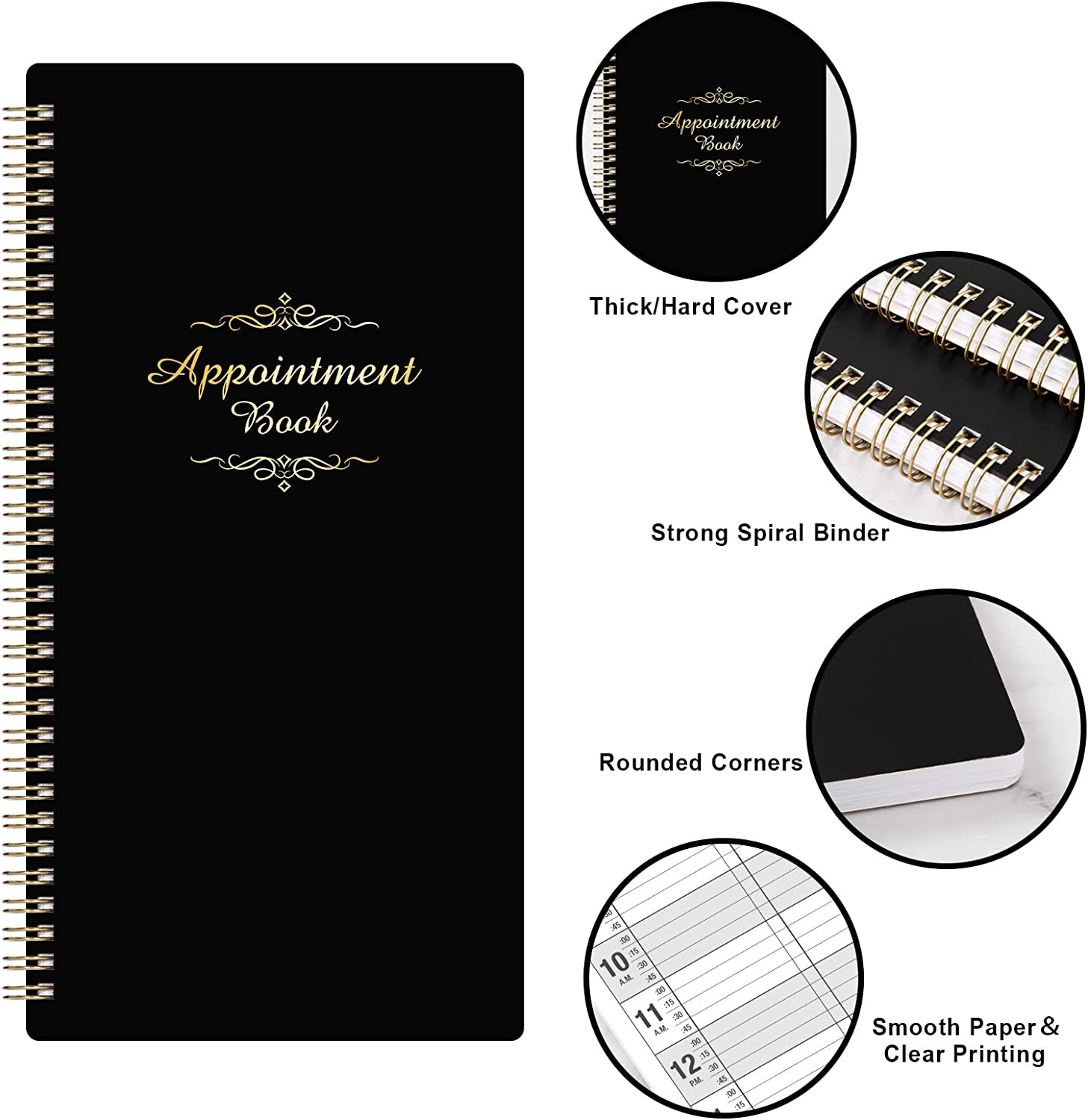 Salon Appointment Book – 15 Min Increments, 3 Cols, 200 Pages, 6.1“ X 11.54“,