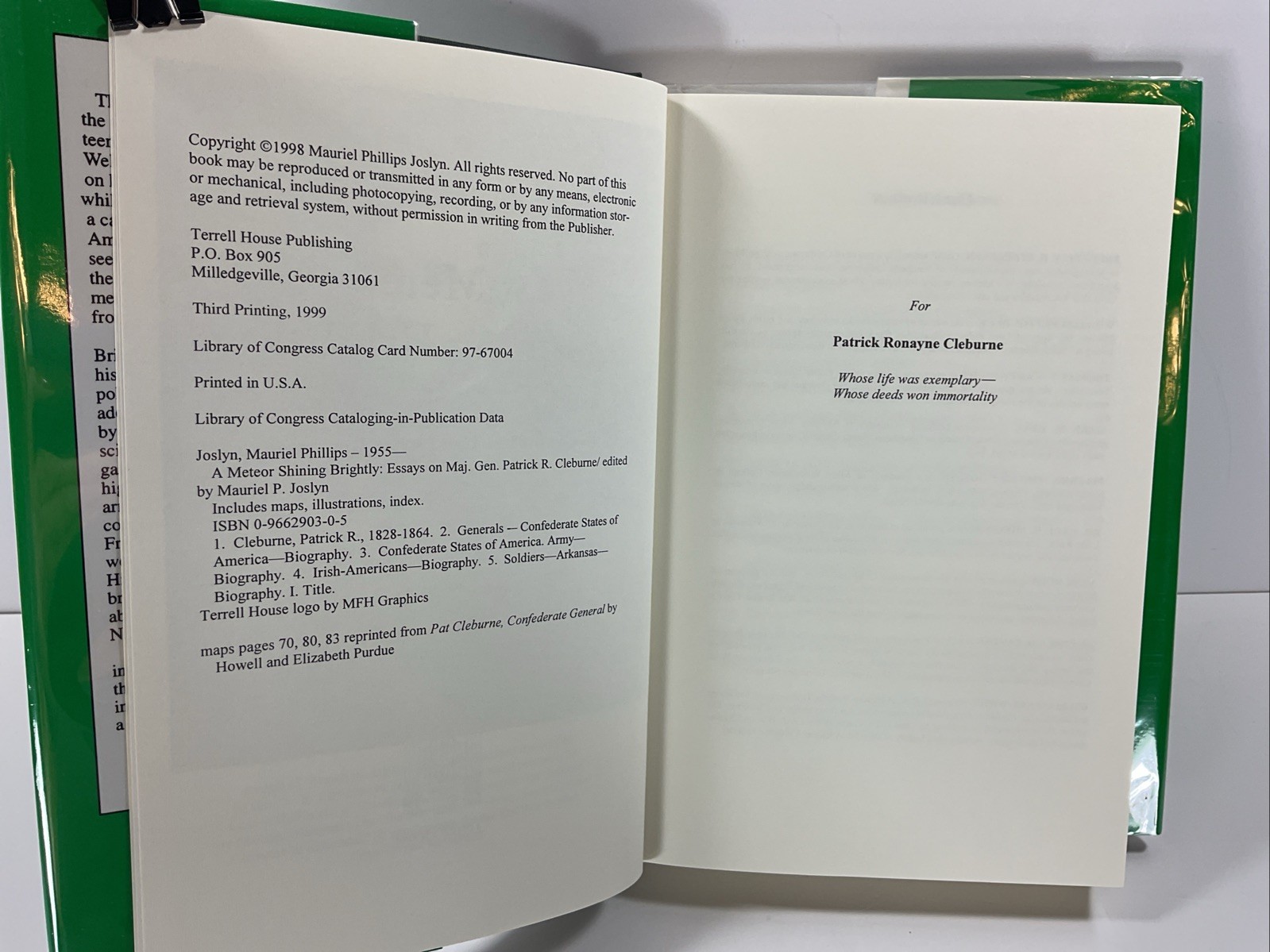 Meteor Shining Brightly Essays on Maj Gen Patrick R Cleburne by M Josylyn HC