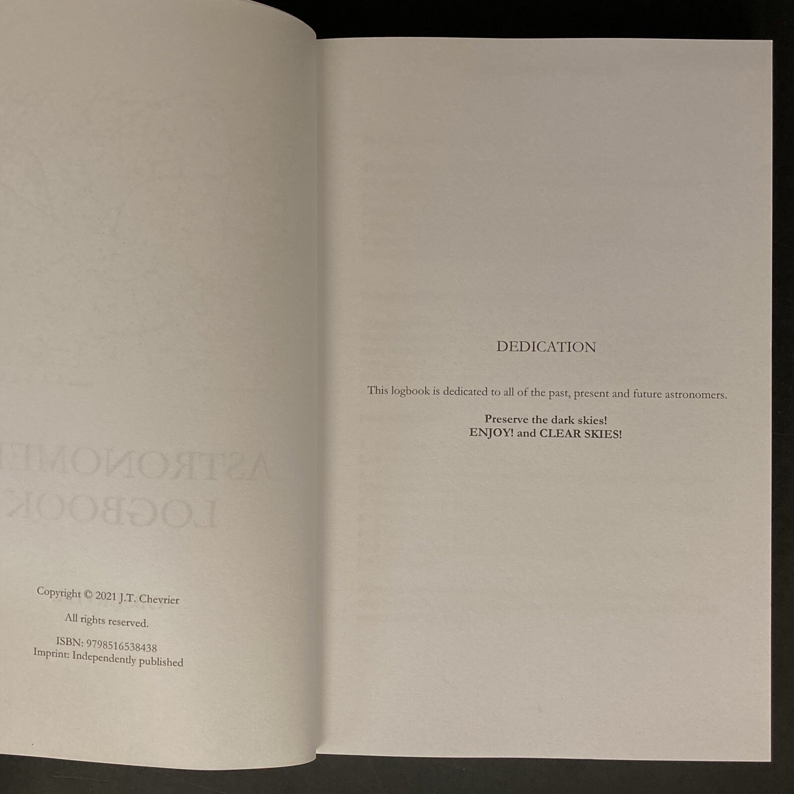 Astronomer’s Logbook by J.T. Chevrier (2021, Trade Paperback) LN 328 pages