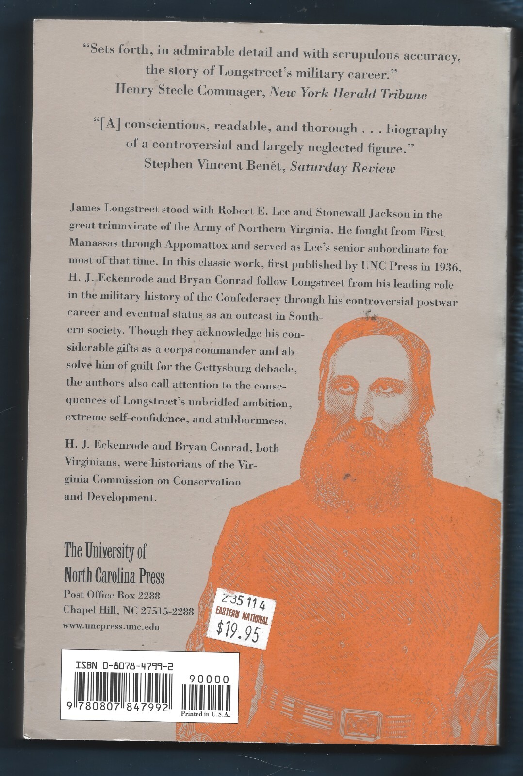 James Longstreet-Lee’s War Horse Paperback-Eckenrode, Conrad-399 pages