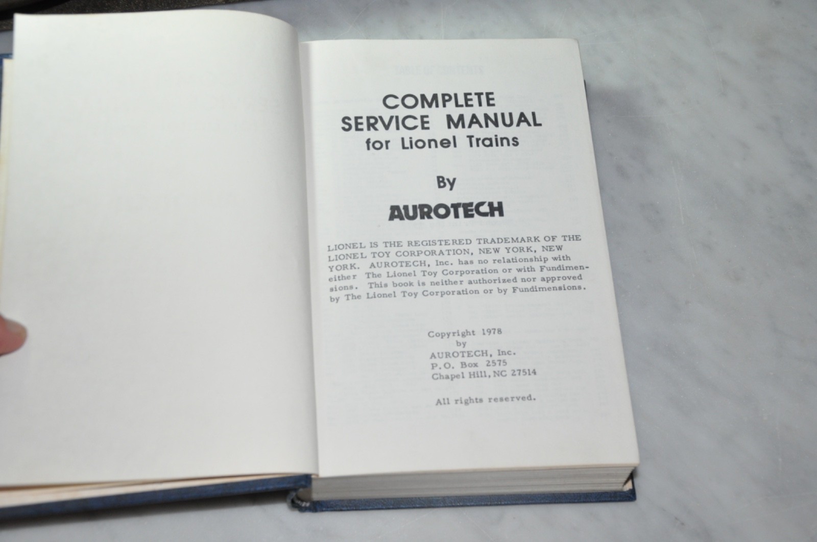 Complete Service Manual for Lionel Trains, Aurotech, Hardcover First Ed 78 / 79