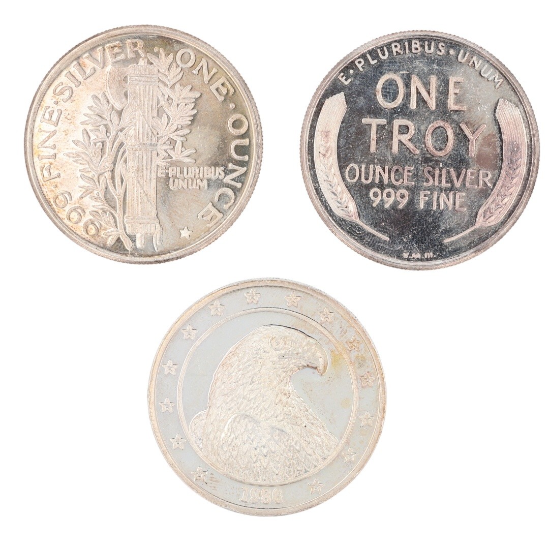 Assorted 1 oz .999 Fine Silver Rounds Variety Collection Set of 9 Rounds