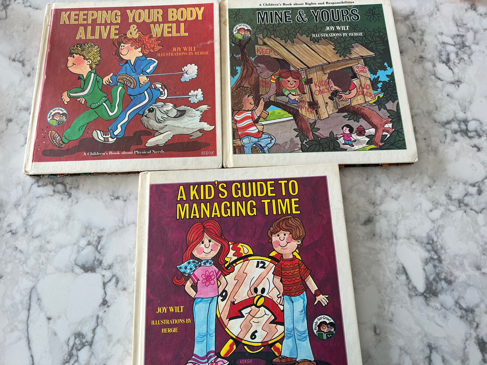 Vintage Ready Set Grow Kids Childrens Books Joy Wilt mine & Yours Managing Time