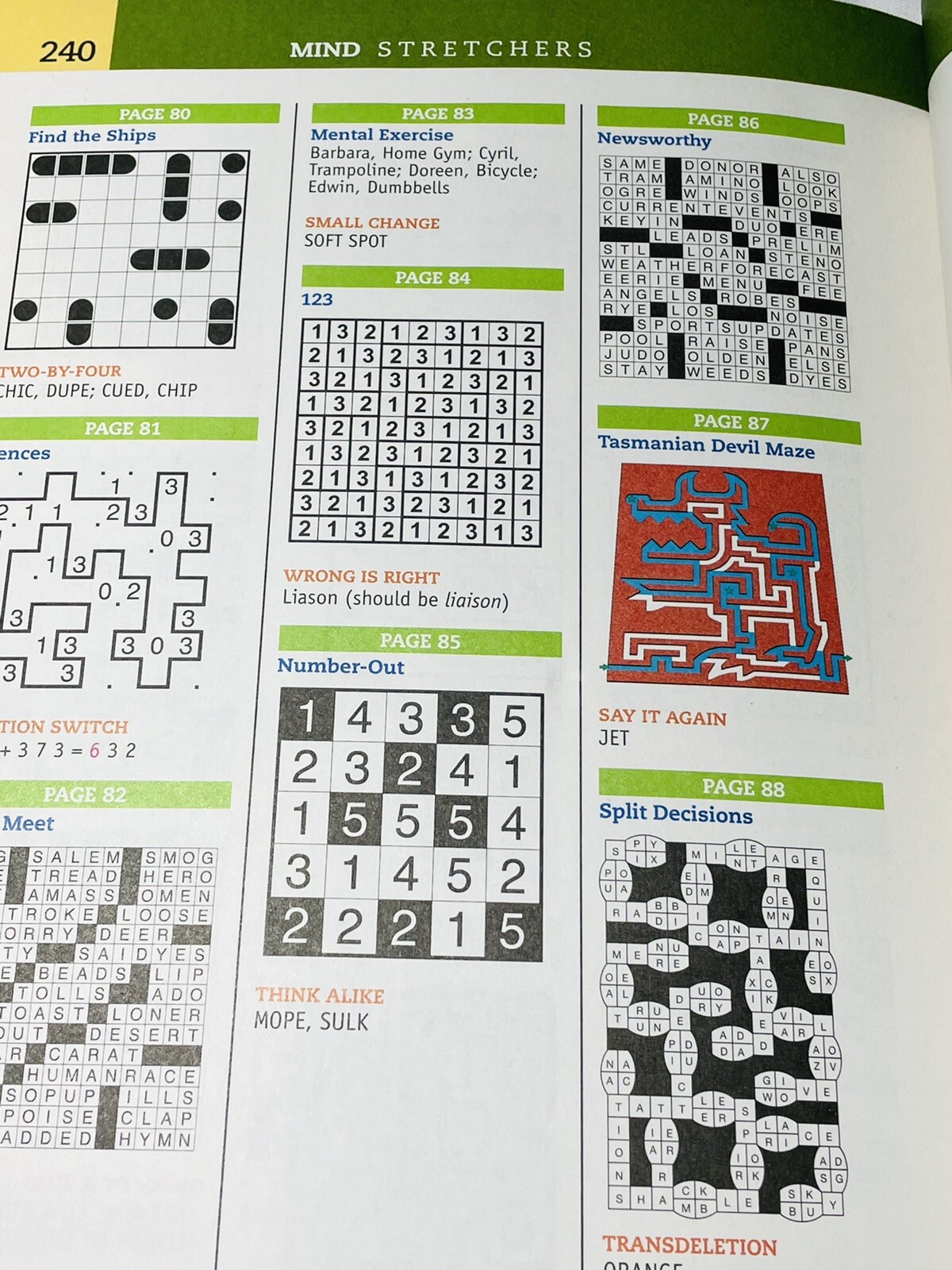 Mind Stretchers Moss Edition 232 pages UNUSED PUZZLE Book With Answer Keys