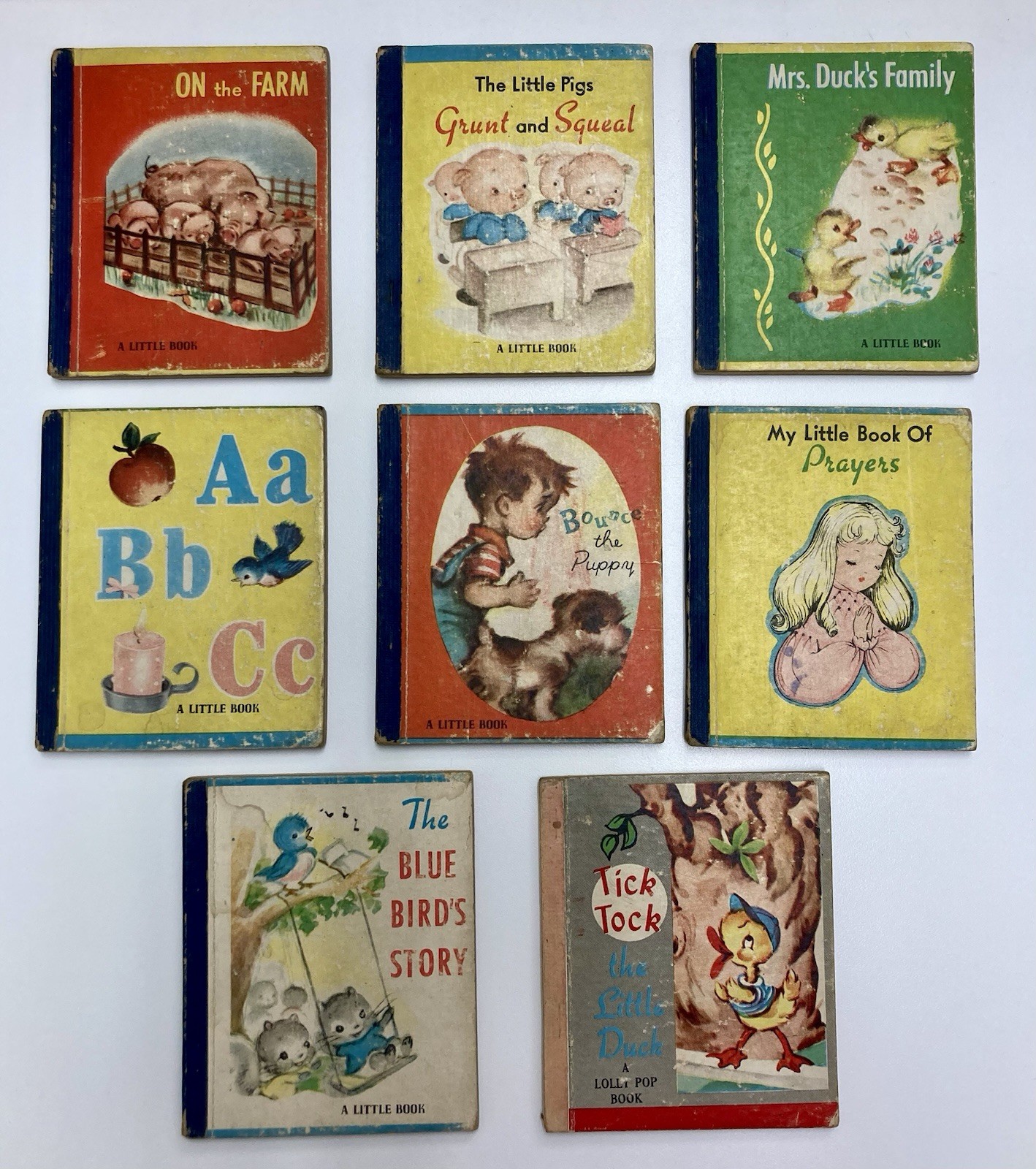 Vintage 1940s Miniature 4″ Children’s Book Lot A Little Book & Lollipop Book (8)